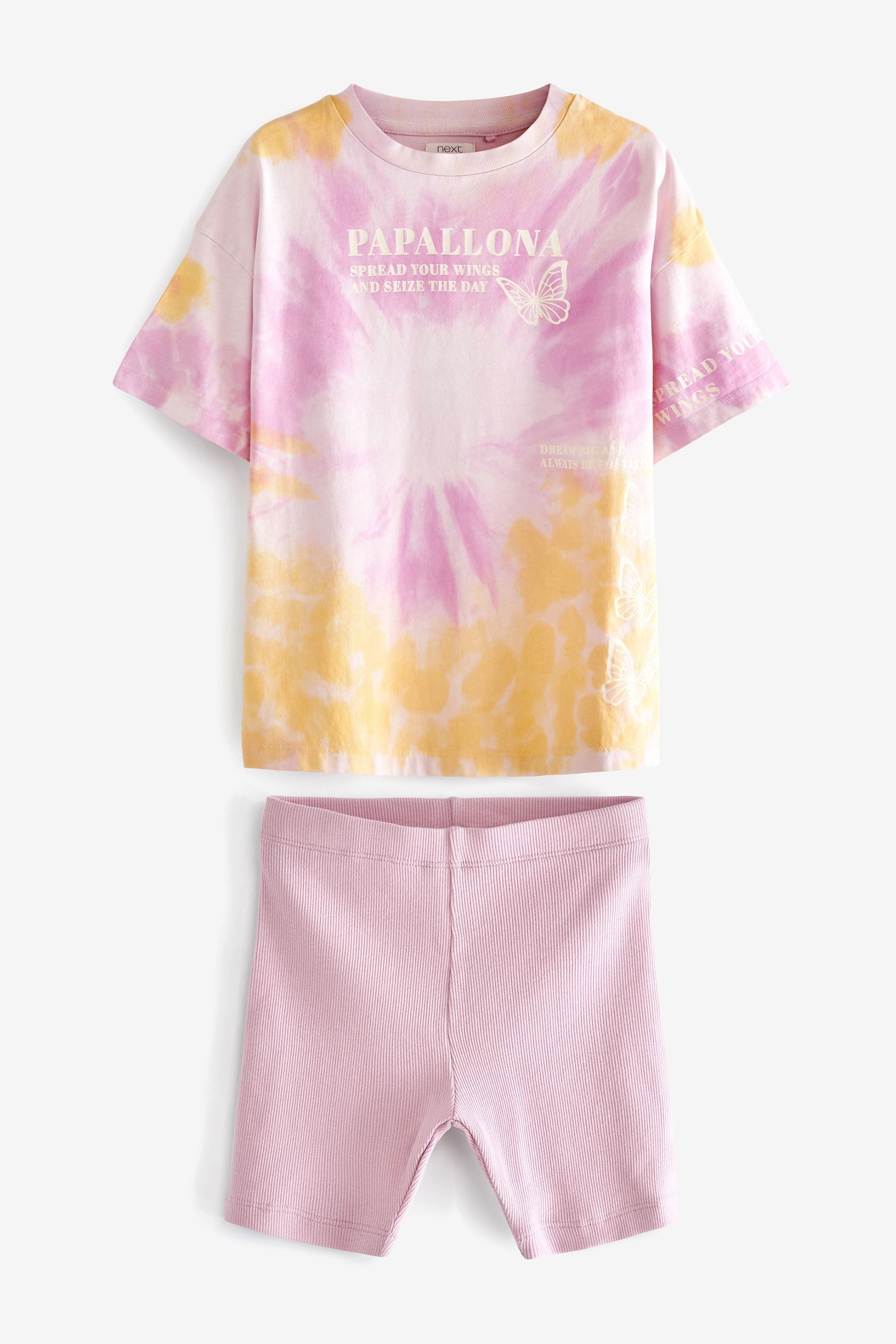 Pink Tie Dye T-Shirt And Cycle Short Set (3-16yrs)