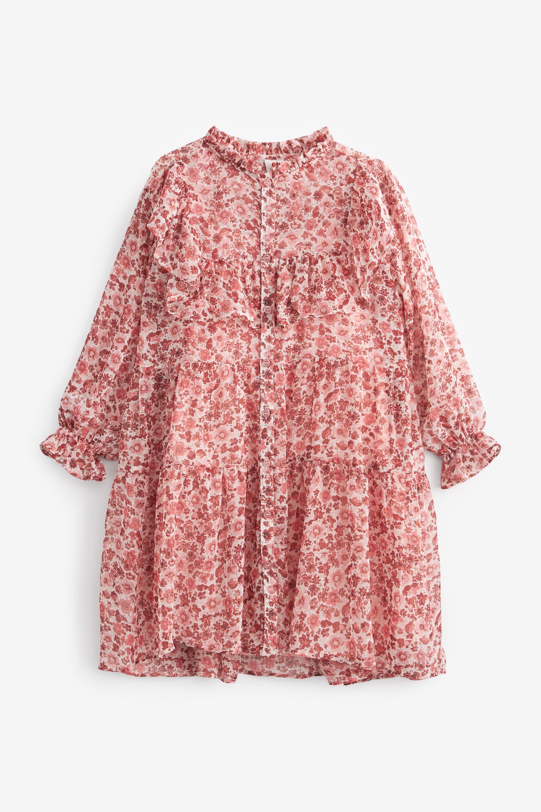 Pink Floral Chiffon Ruffle Dress (3-16yrs)