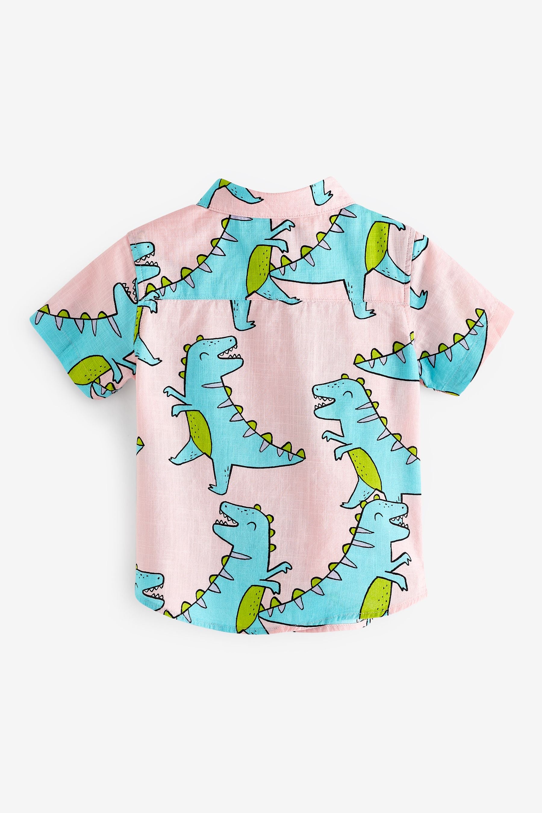 Pink/Blue Dinosaur Print Short Sleeve Shirt (3mths-7yrs)