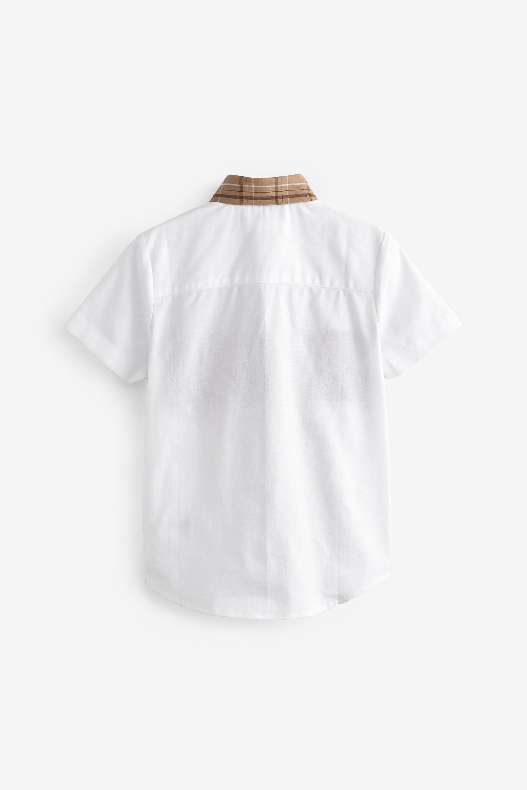 White Short Sleeve Check Collar Shirt (3-16yrs)