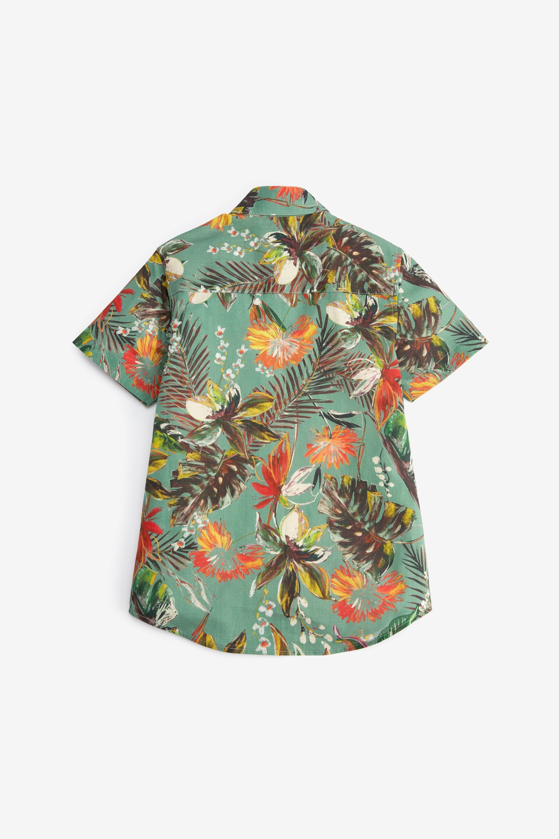 Green Hawaiian Short Sleeve Printed Shirt (3-16yrs)