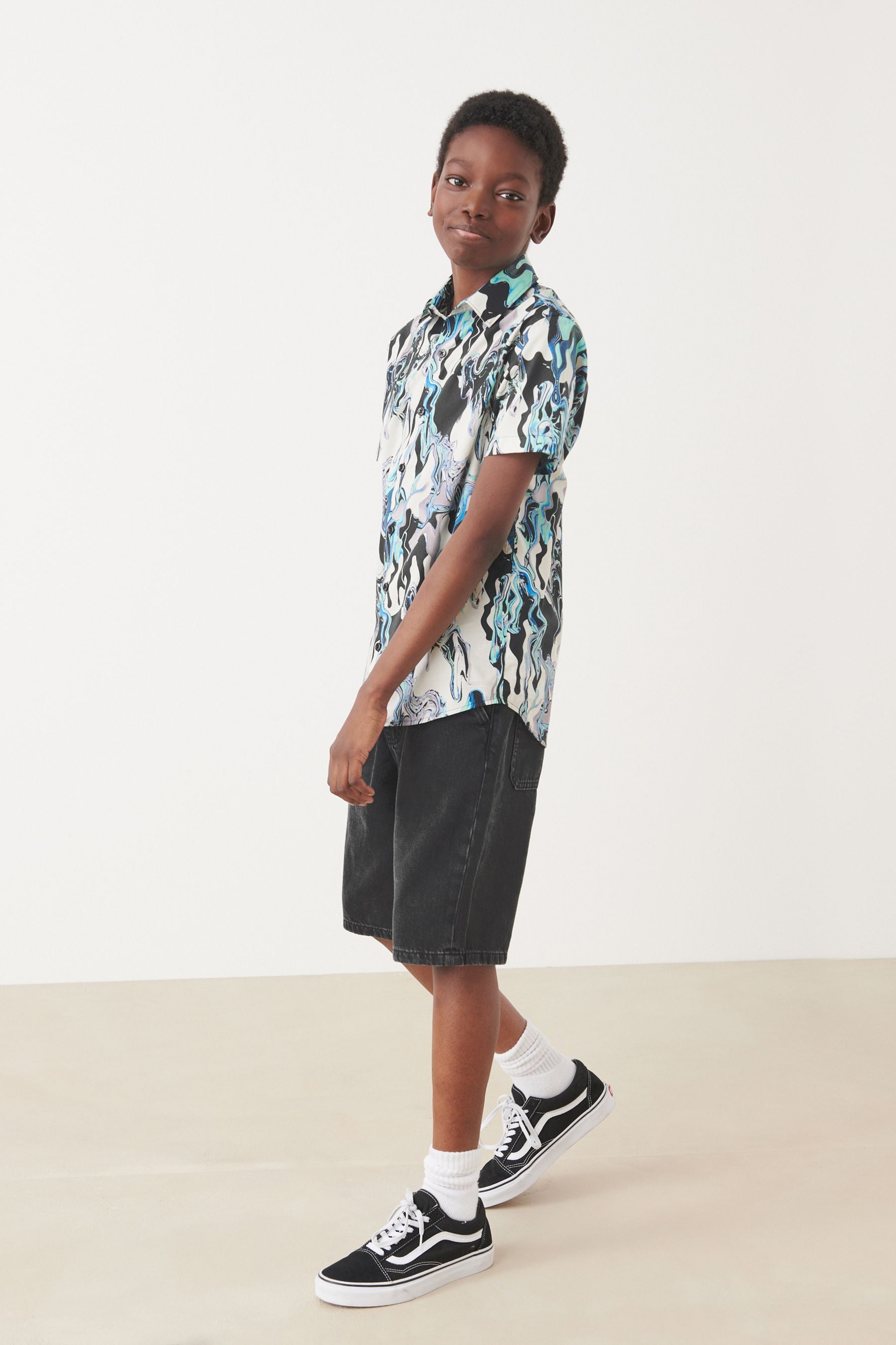 Monochrome Short Sleeve Printed Shirt (3-16yrs)