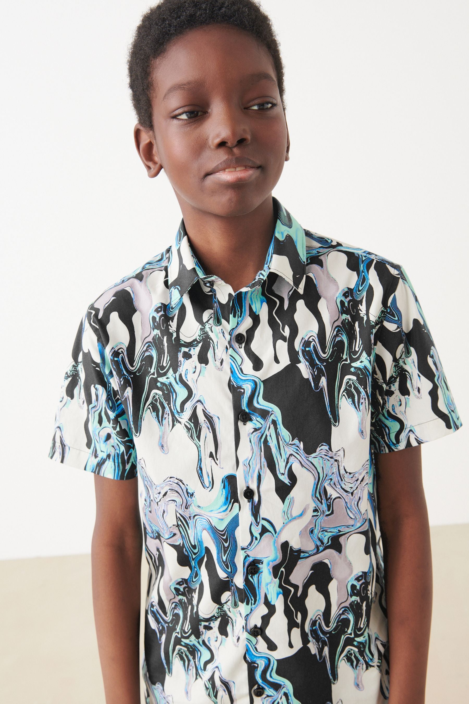 Monochrome Short Sleeve Printed Shirt (3-16yrs)