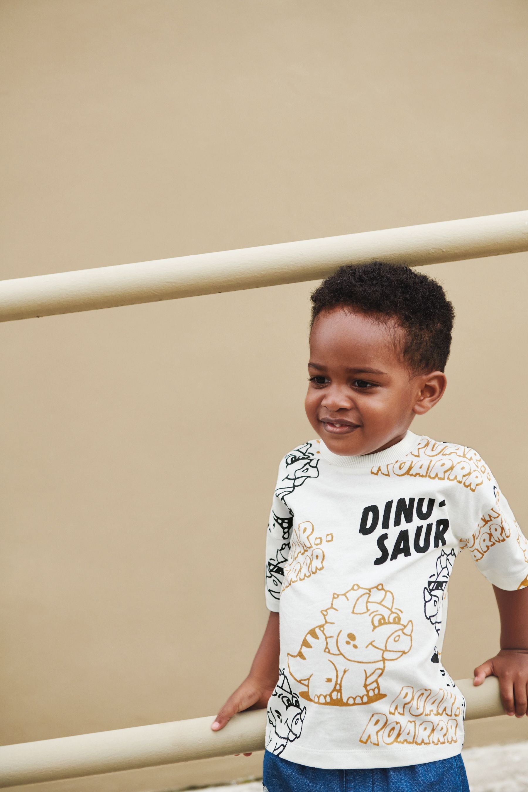 White Dino Oversized All Over Print T-Shirt (3mths-7yrs)