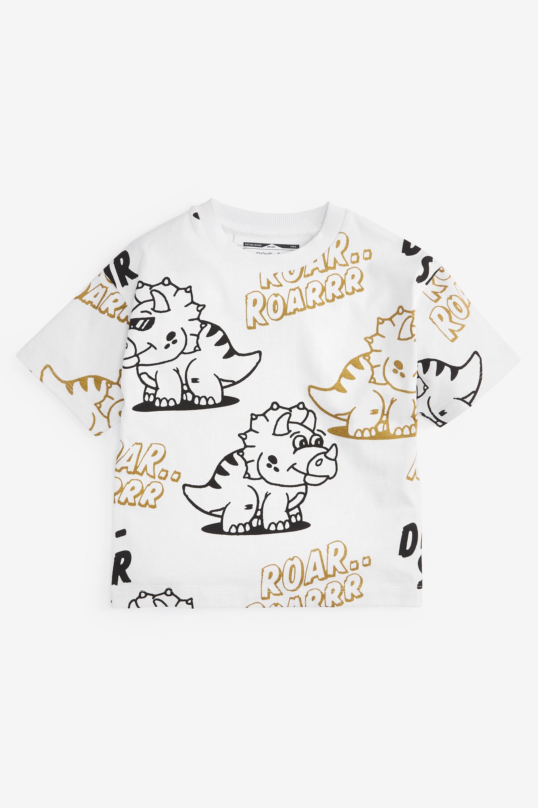 White Dino Oversized All Over Print T-Shirt (3mths-7yrs)