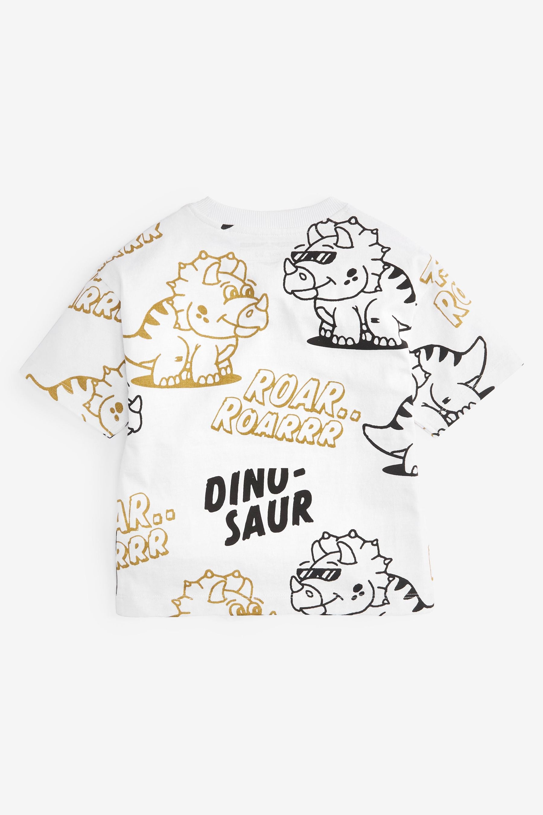 White Dino Oversized All Over Print T-Shirt (3mths-7yrs)