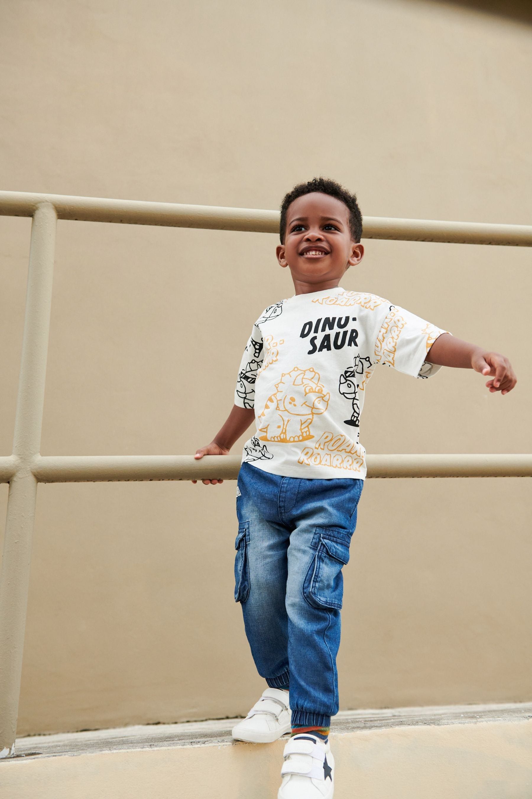 White Dino Oversized All Over Print T-Shirt (3mths-7yrs)