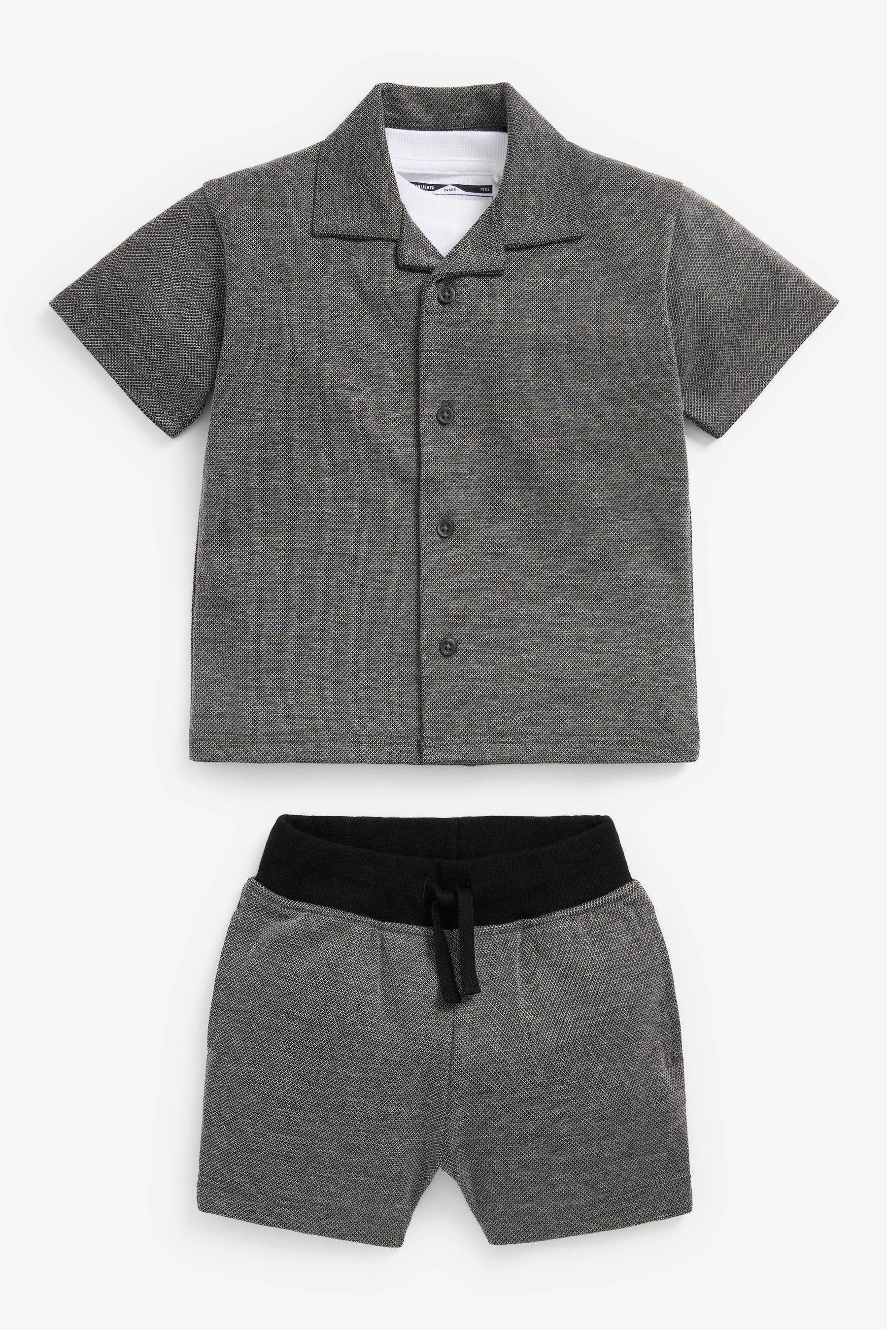 Grey Jacquard 3 Piece Short Set (3mths-7yrs)