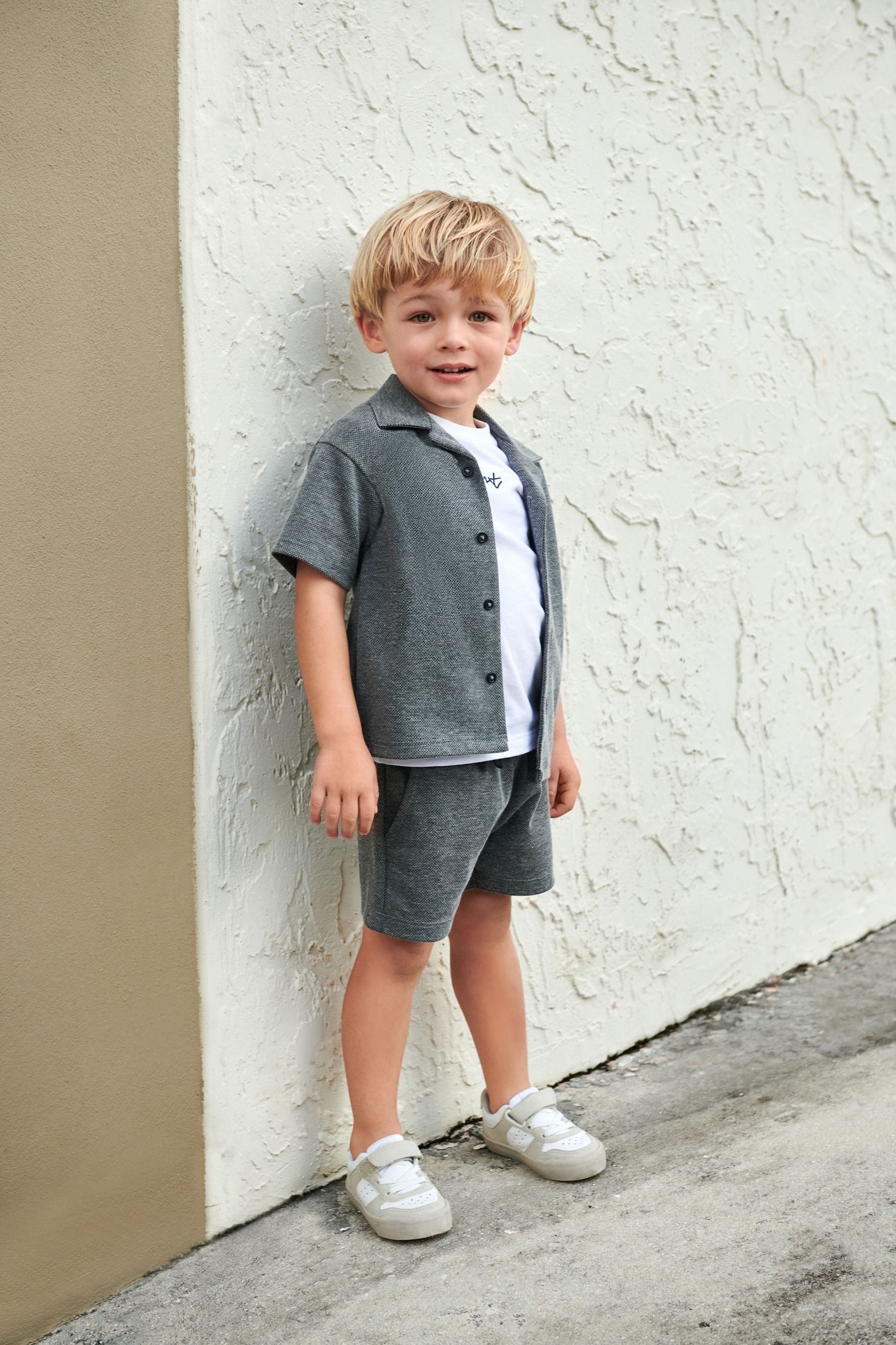 Grey Jacquard 3 Piece Short Set (3mths-7yrs)