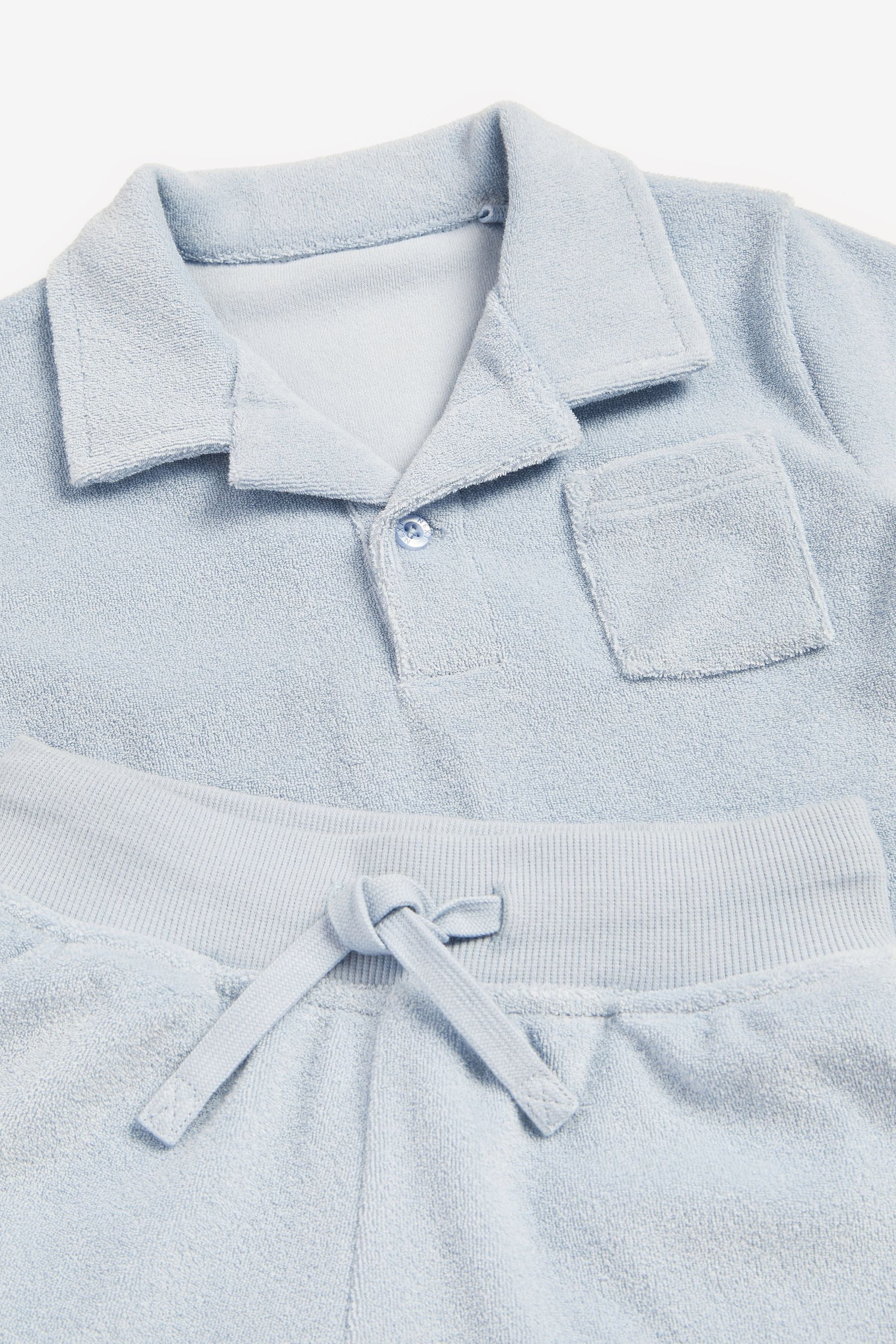 Pale Blue Towelling Revere Polo and Short Set (3mths-7yrs)