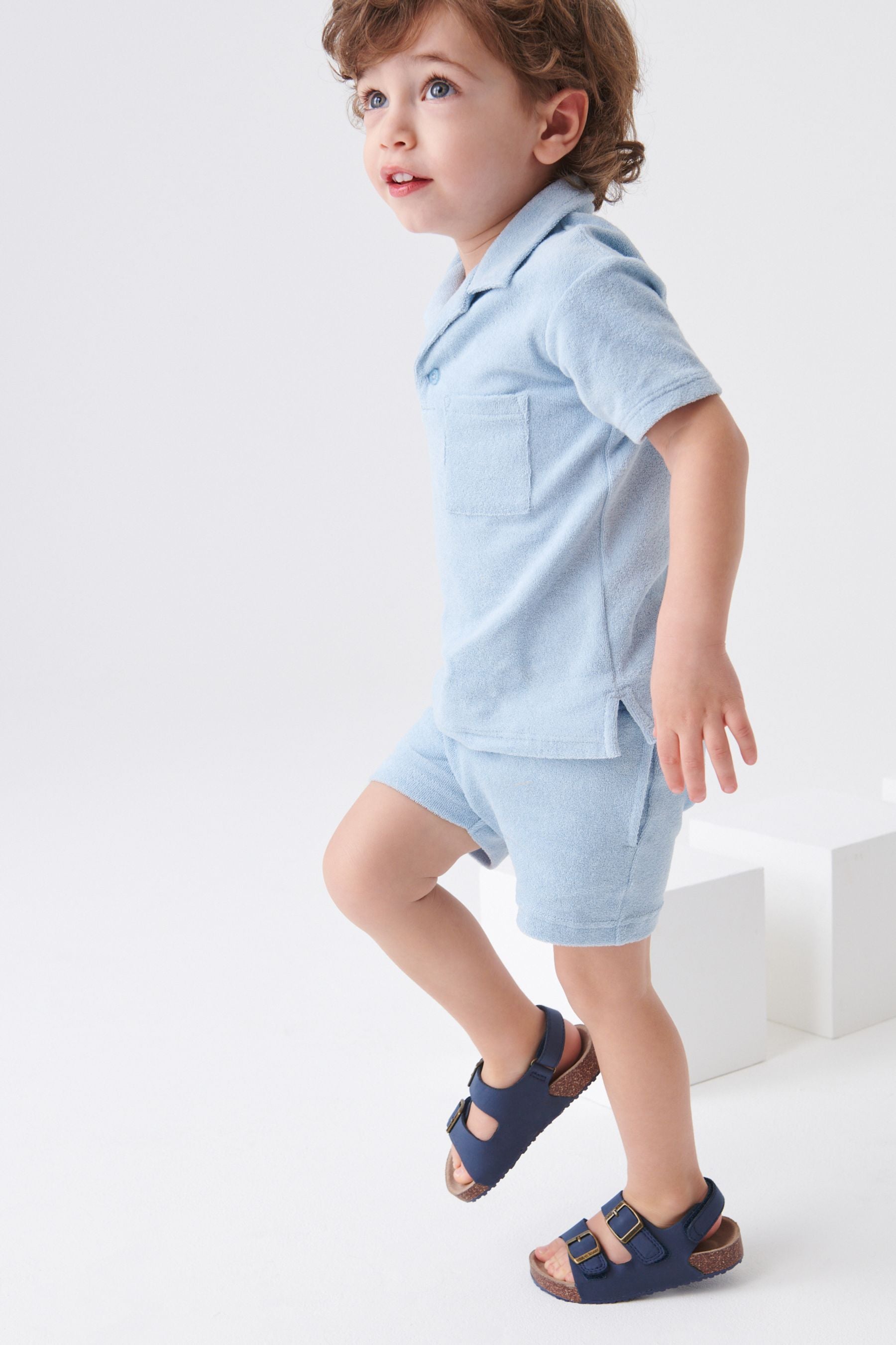 Pale Blue Towelling Revere Polo and Short Set (3mths-7yrs)