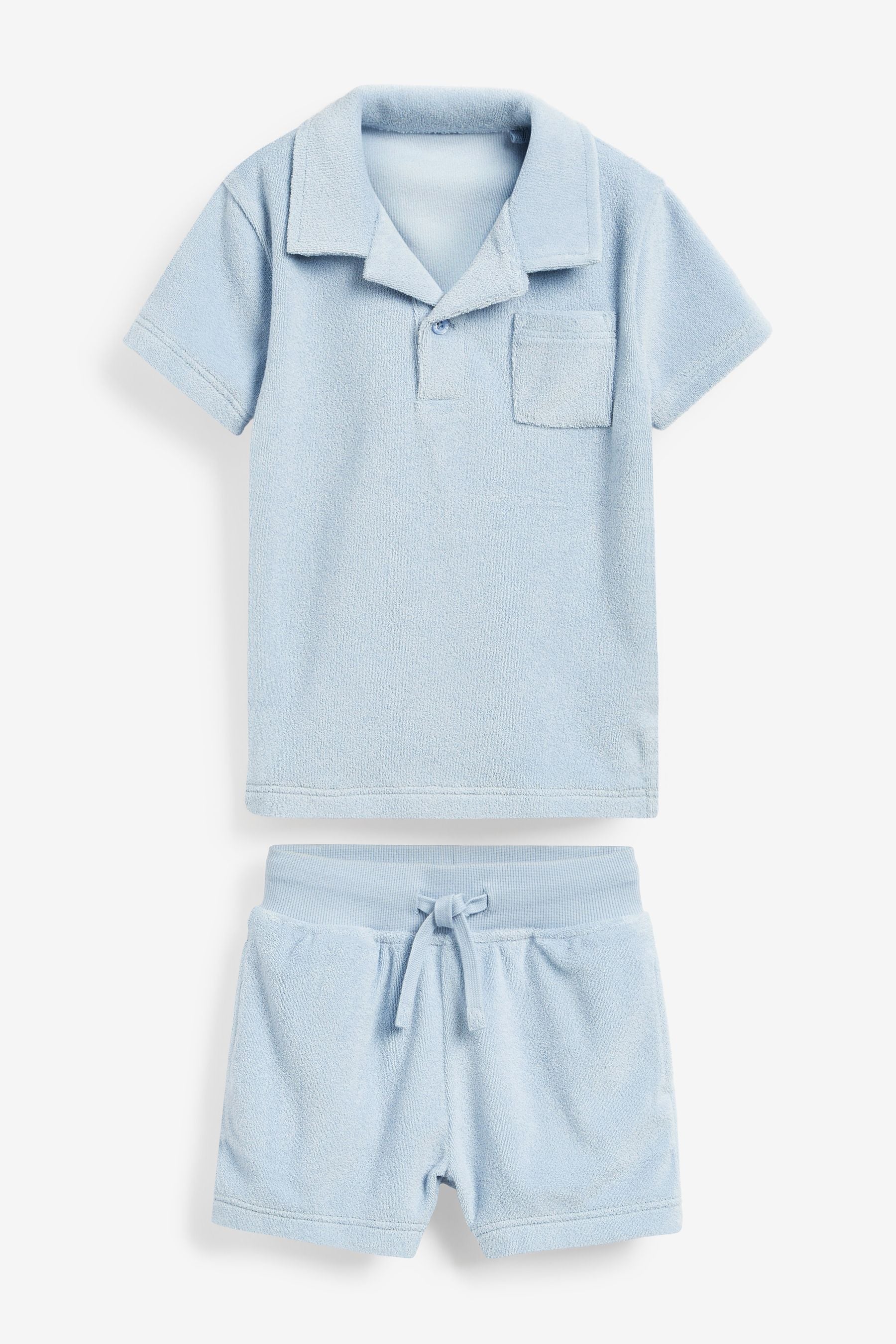 Pale Blue Towelling Revere Polo and Short Set (3mths-7yrs)