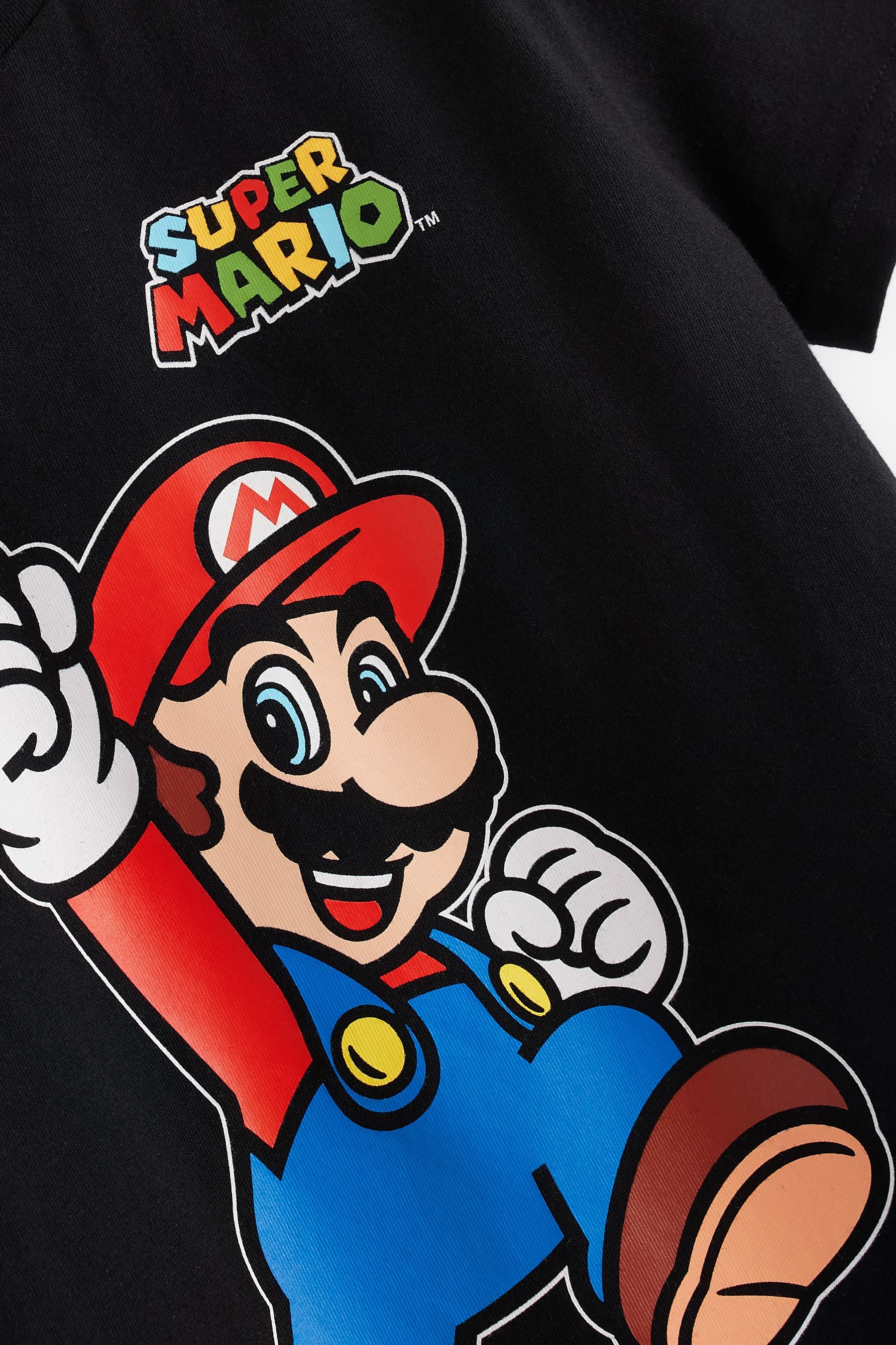 Black Mario Gaming License T-Shirt (3-16yrs)