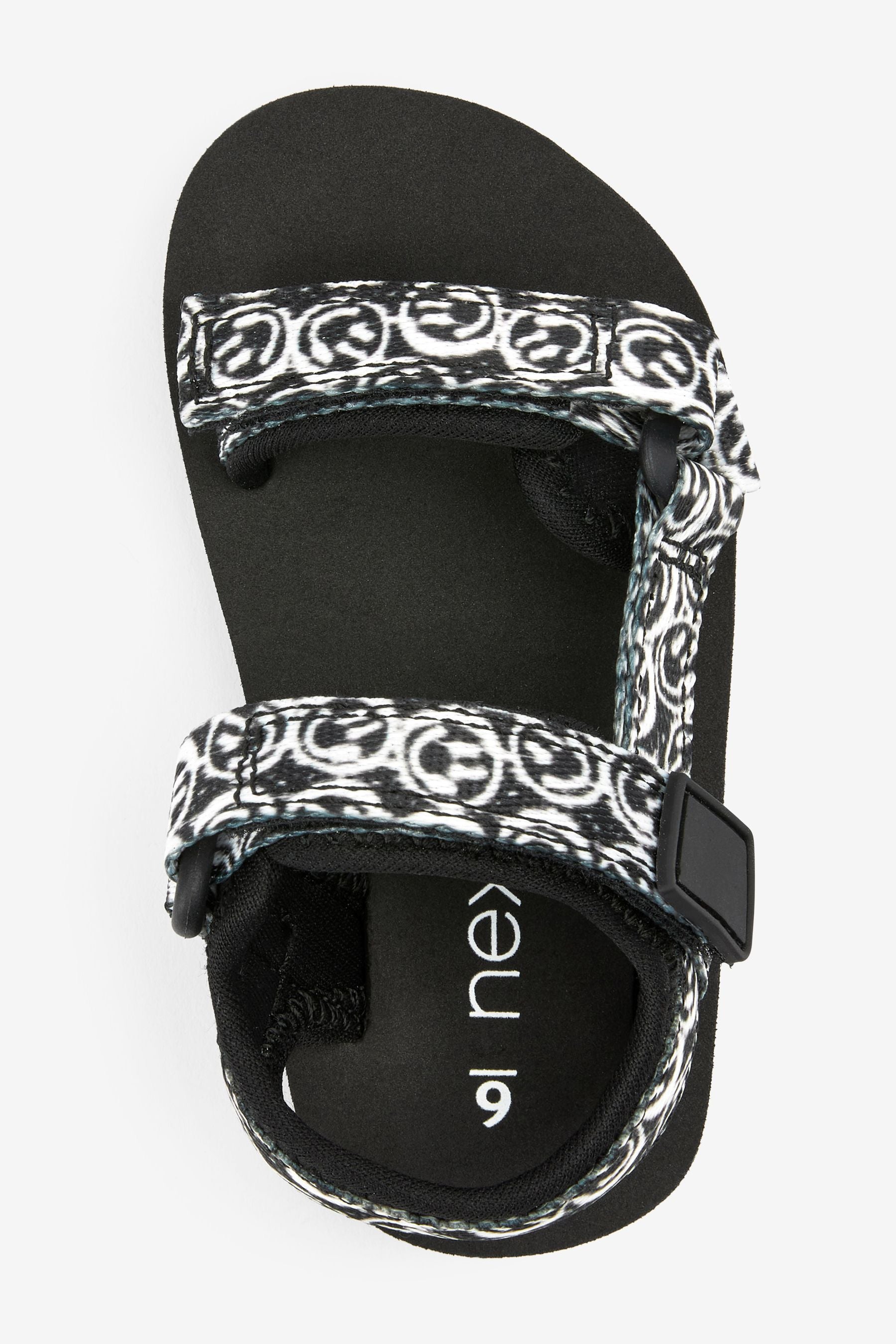 Black Smile Strap Touch Fasten Trekker Sandals