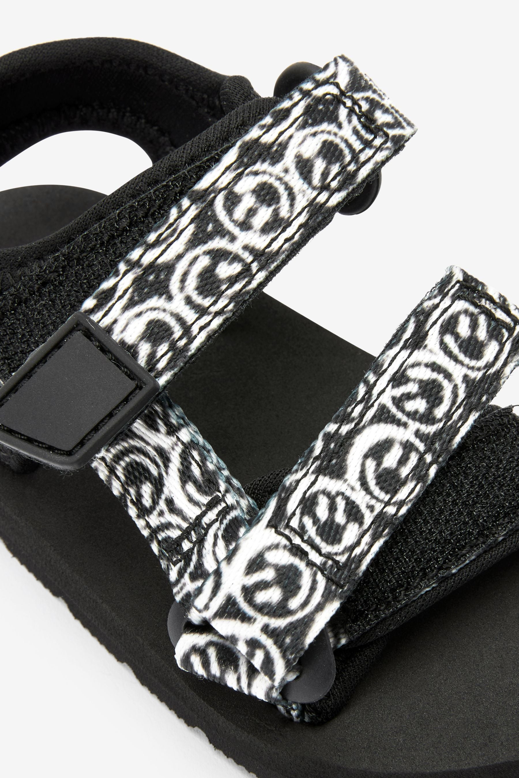 Black Smile Strap Touch Fasten Trekker Sandals