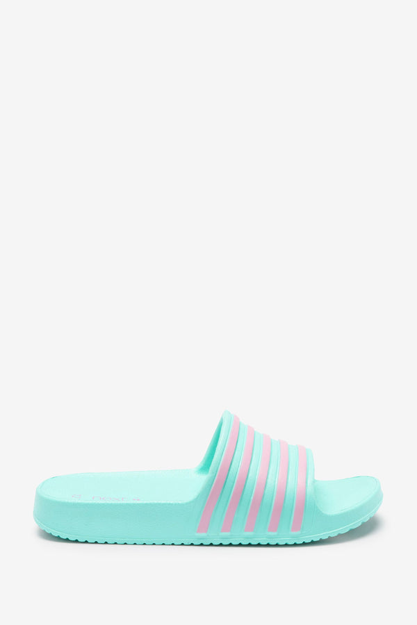 Aqua Pink Stripe Sliders