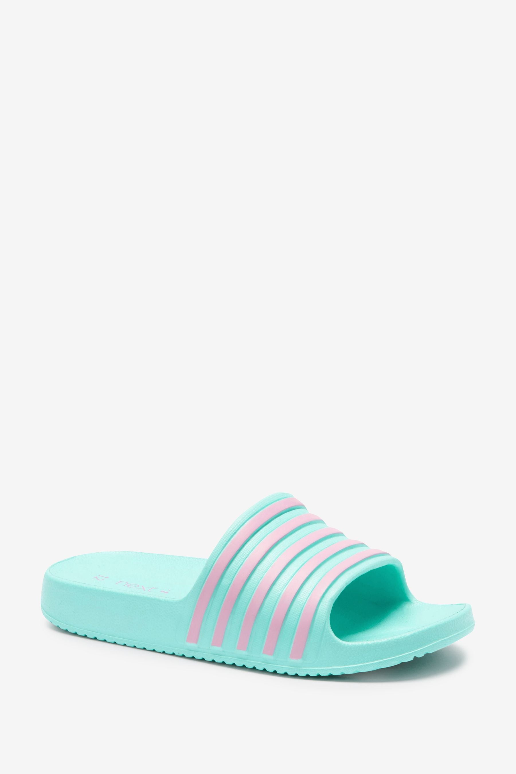 Aqua Pink Stripe Sliders