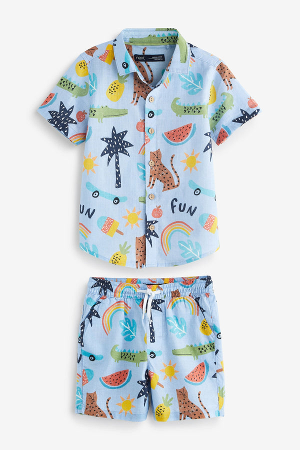 Blue Fun Print Shirt (3mths-7yrs)