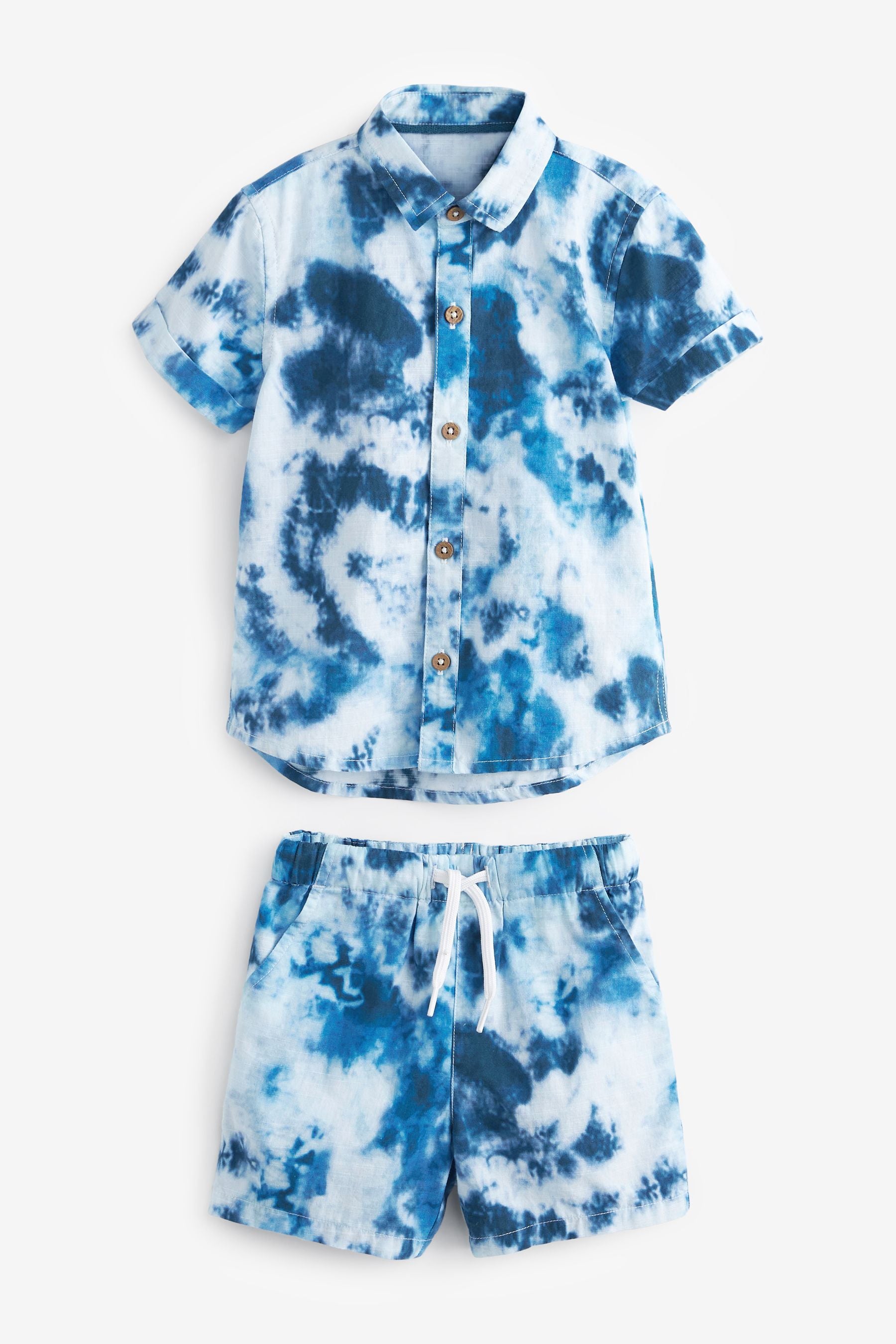 Blue/White Tie Dye Shirt & Shorts Co-ord Set (3mths-7yrs)