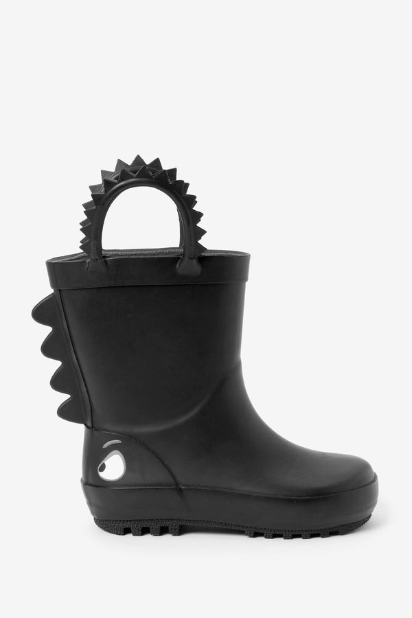 Black Spike Eyes Wellies With Pull-on Handles