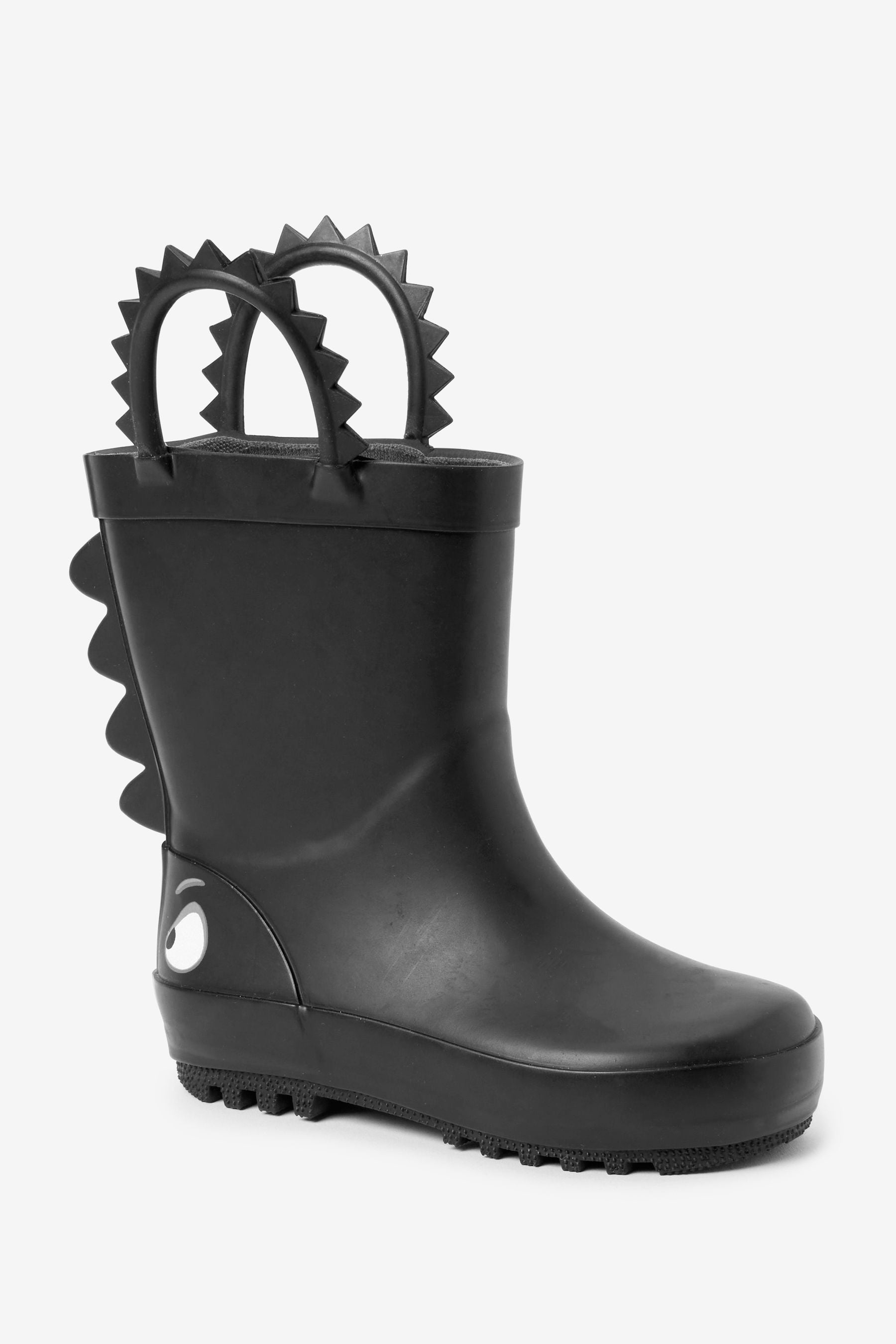 Black Spike Eyes Wellies With Pull-on Handles