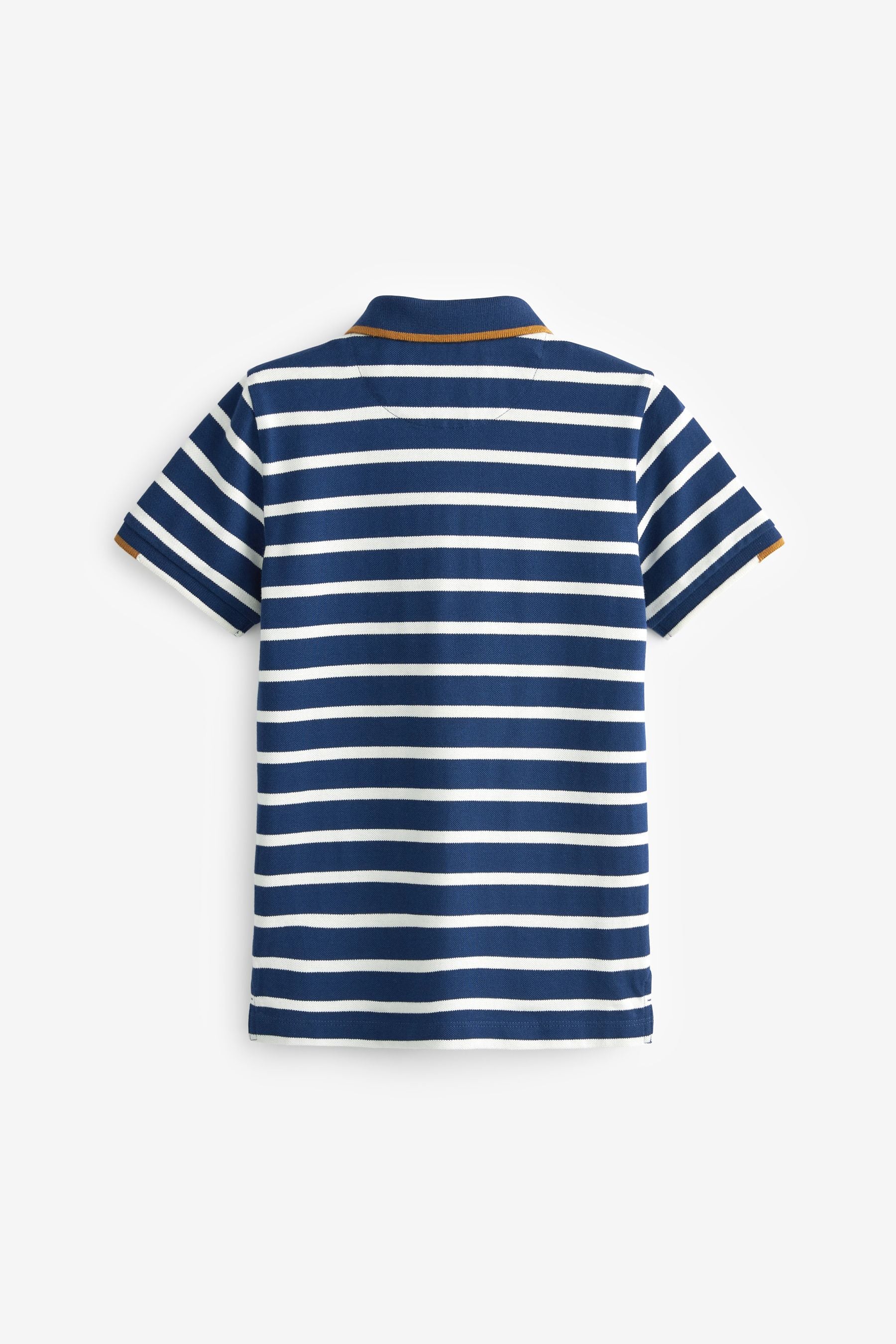 Navy Blue Short Sleeve Stripe Polo Shirt (3-16yrs)