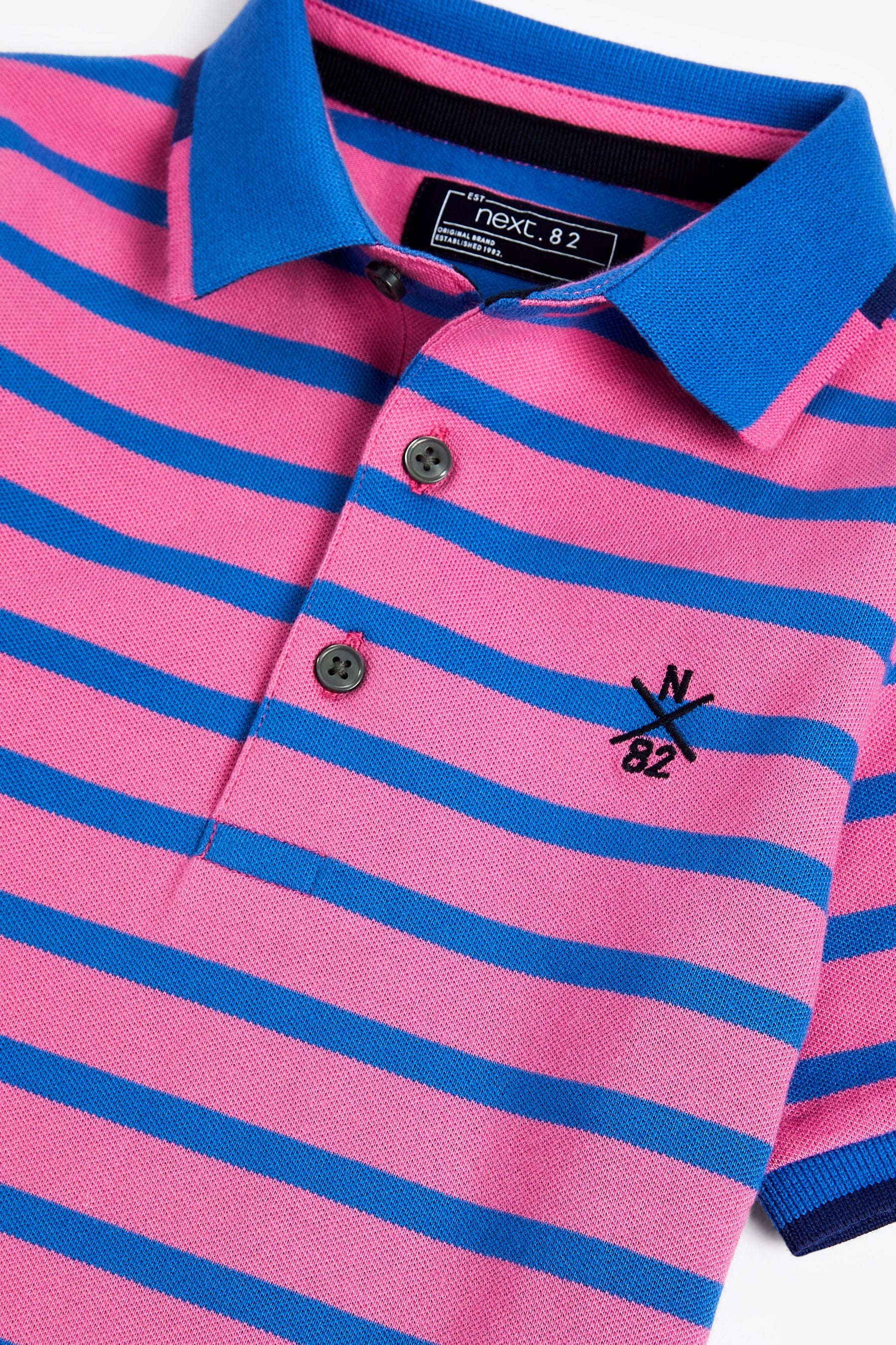 Pink/Blue Stripe Short Sleeve Polo Shirt (3-16yrs)