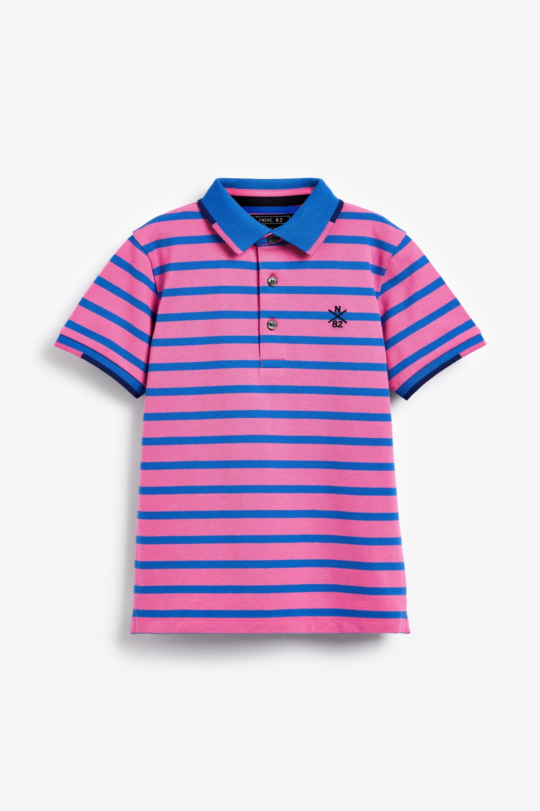 Pink/Blue Stripe Short Sleeve Polo Shirt (3-16yrs)