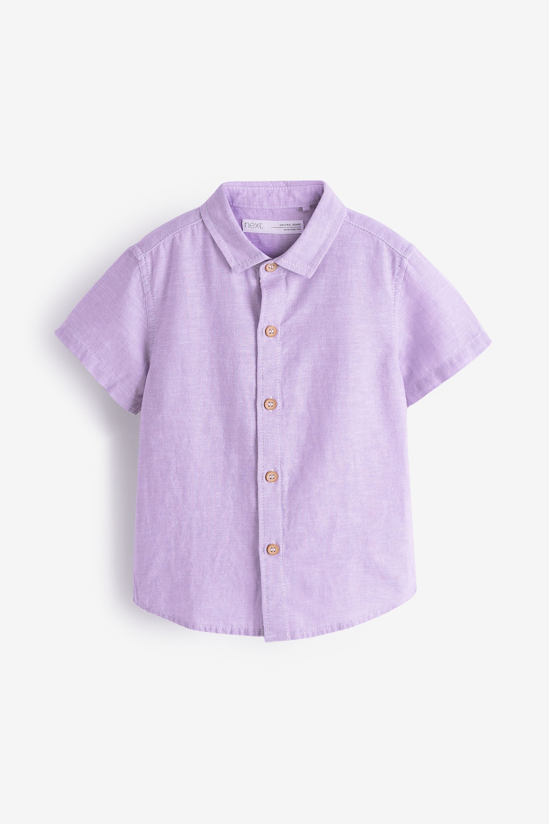 Purple Lilac Short Sleeve Linen Shirt (3mths-7yrs)