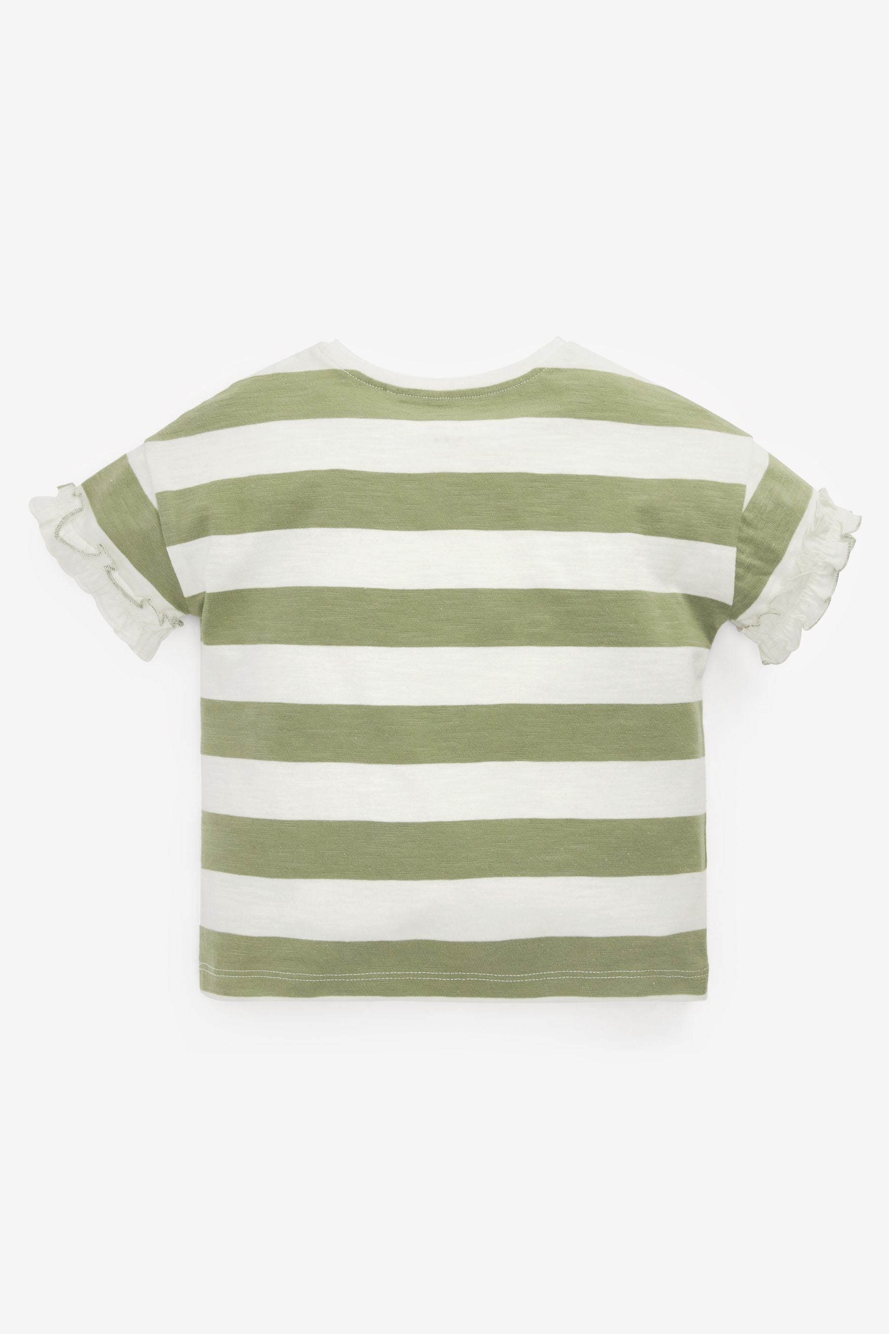 Green Stripe Bee Pocket Embroidered T-Shirt (3mths-7yrs)