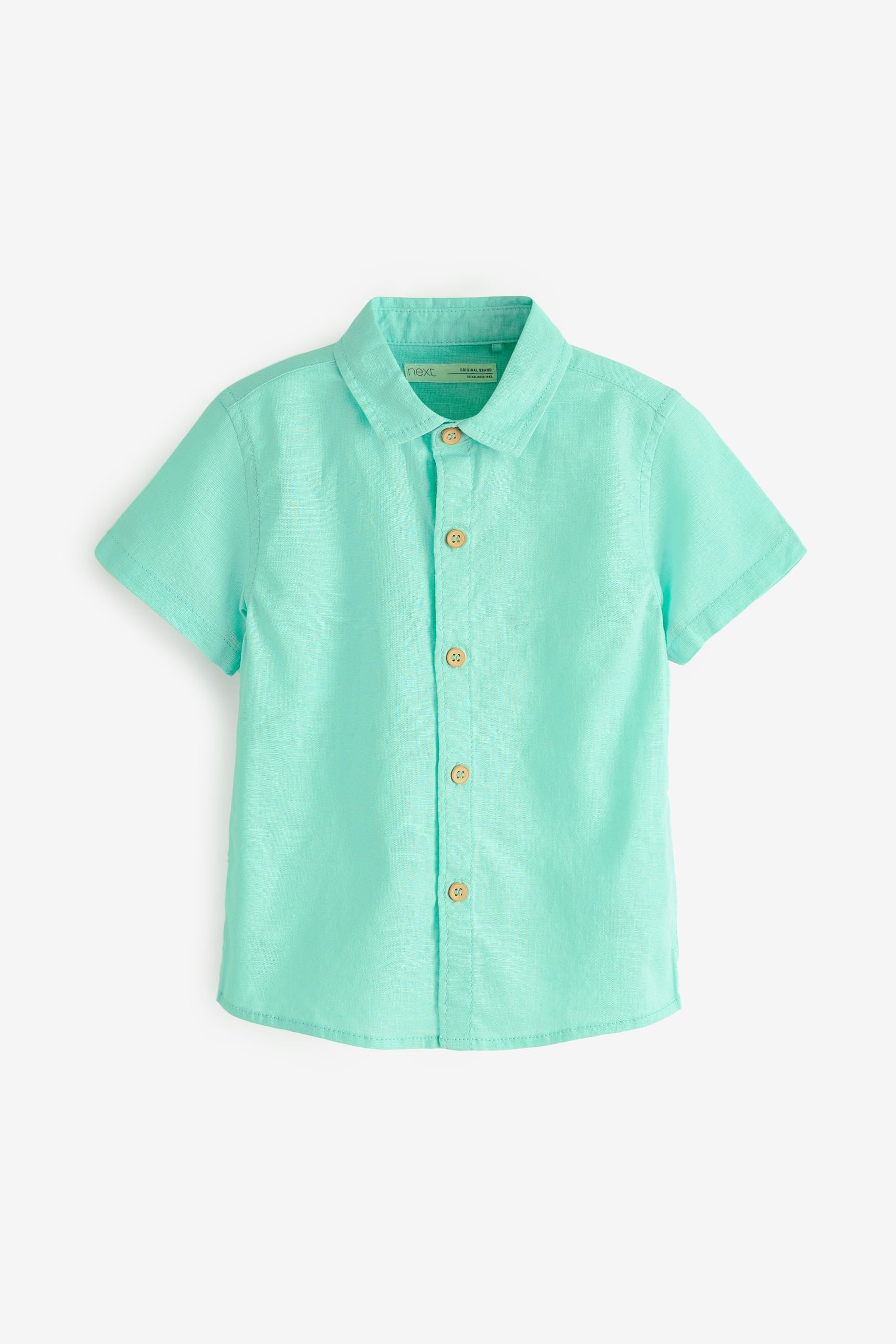 Mint Green Short Sleeve Linen Shirt (3mths-7yrs)