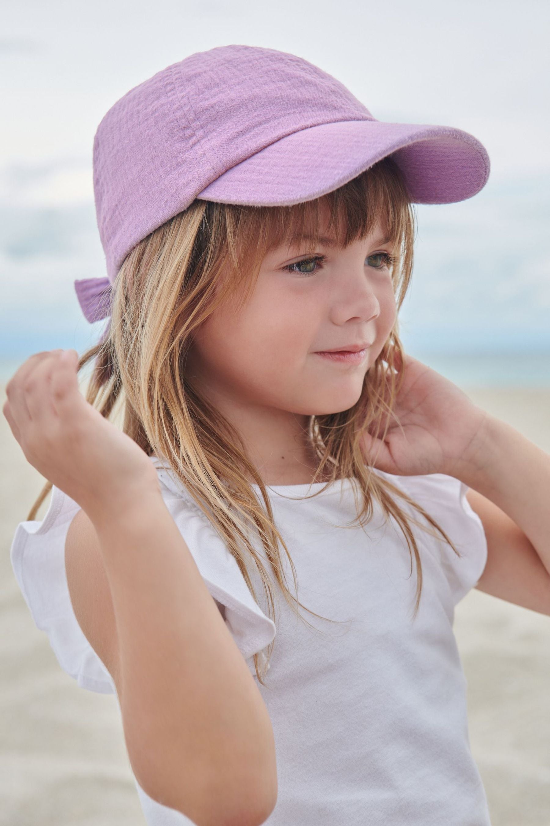 Lilac Purple Bow Back Cap (3mths-6yrs)