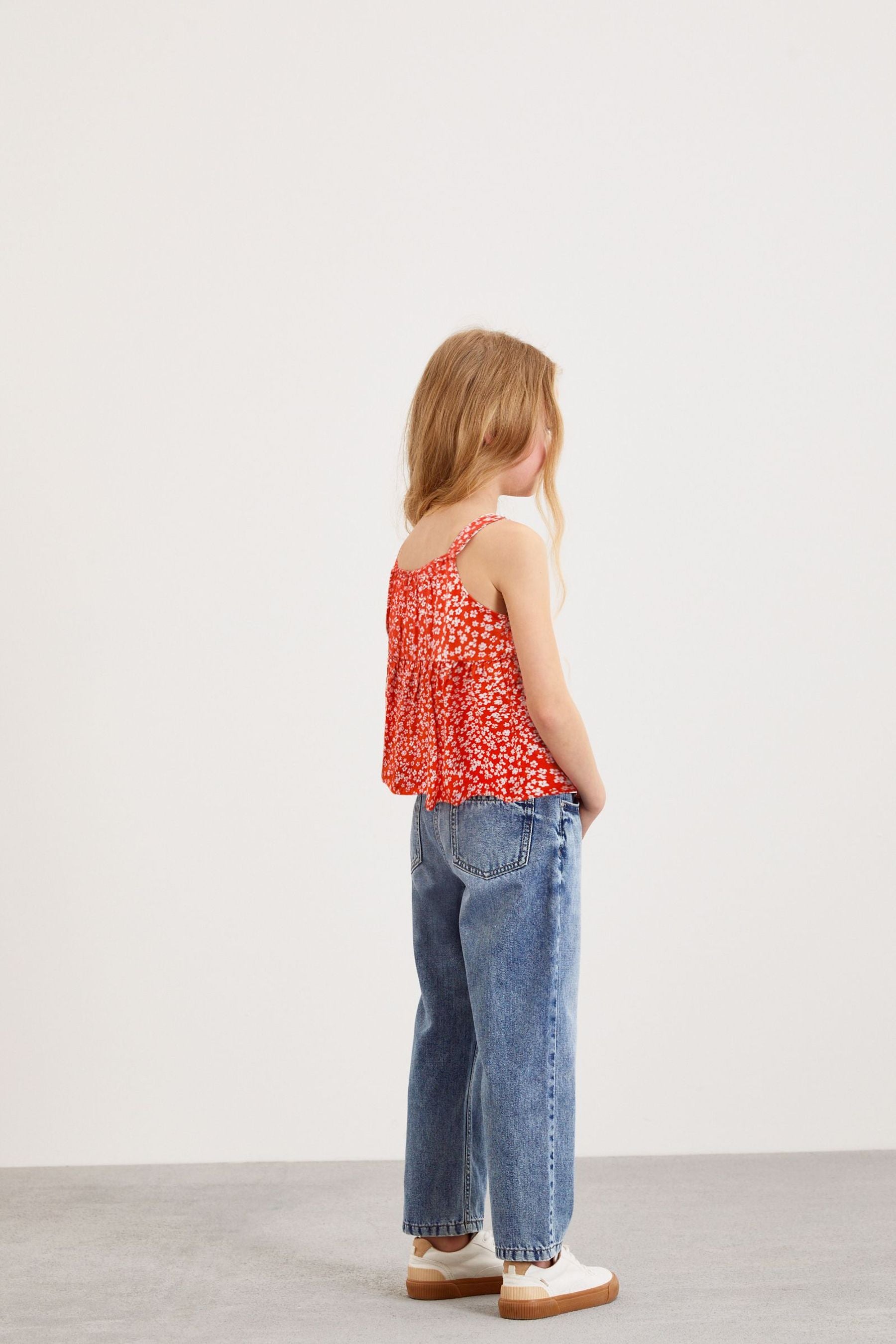 Red Ditsy Tie Front Blouse (3-16yrs)