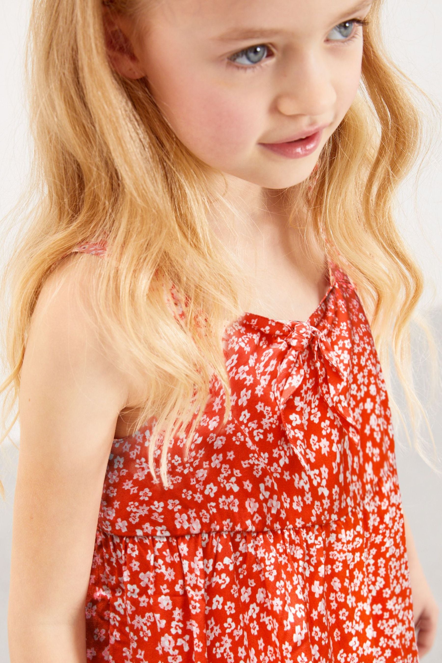 Red Ditsy Tie Front Blouse (3-16yrs)