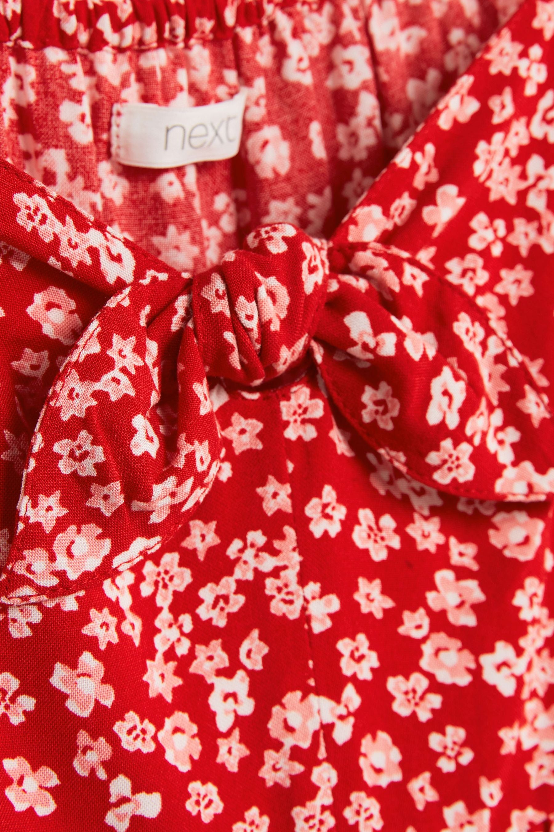 Red Ditsy Tie Front Blouse (3-16yrs)