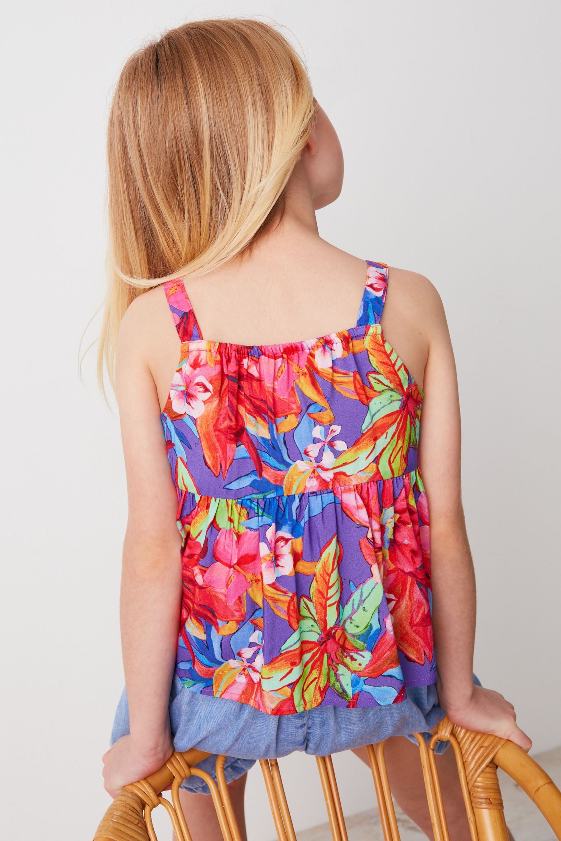 Purple Tropical Tie Front Blouse (3-16yrs)