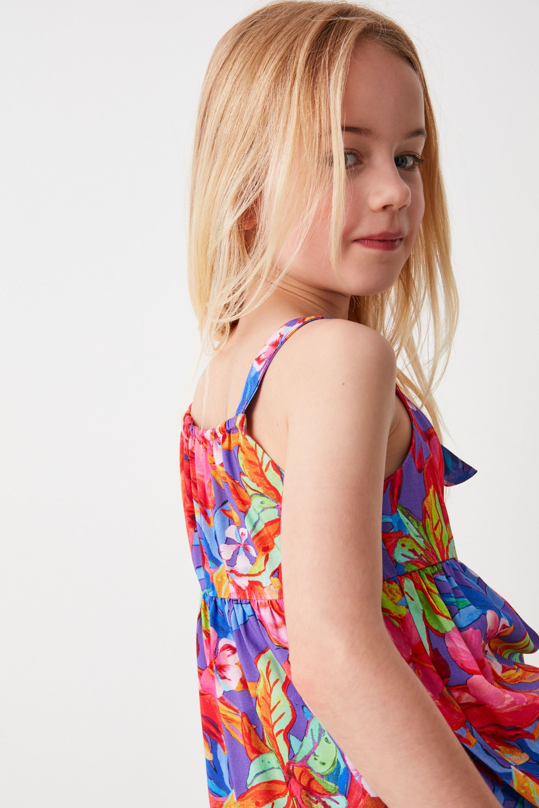 Purple Tropical Tie Front Blouse (3-16yrs)