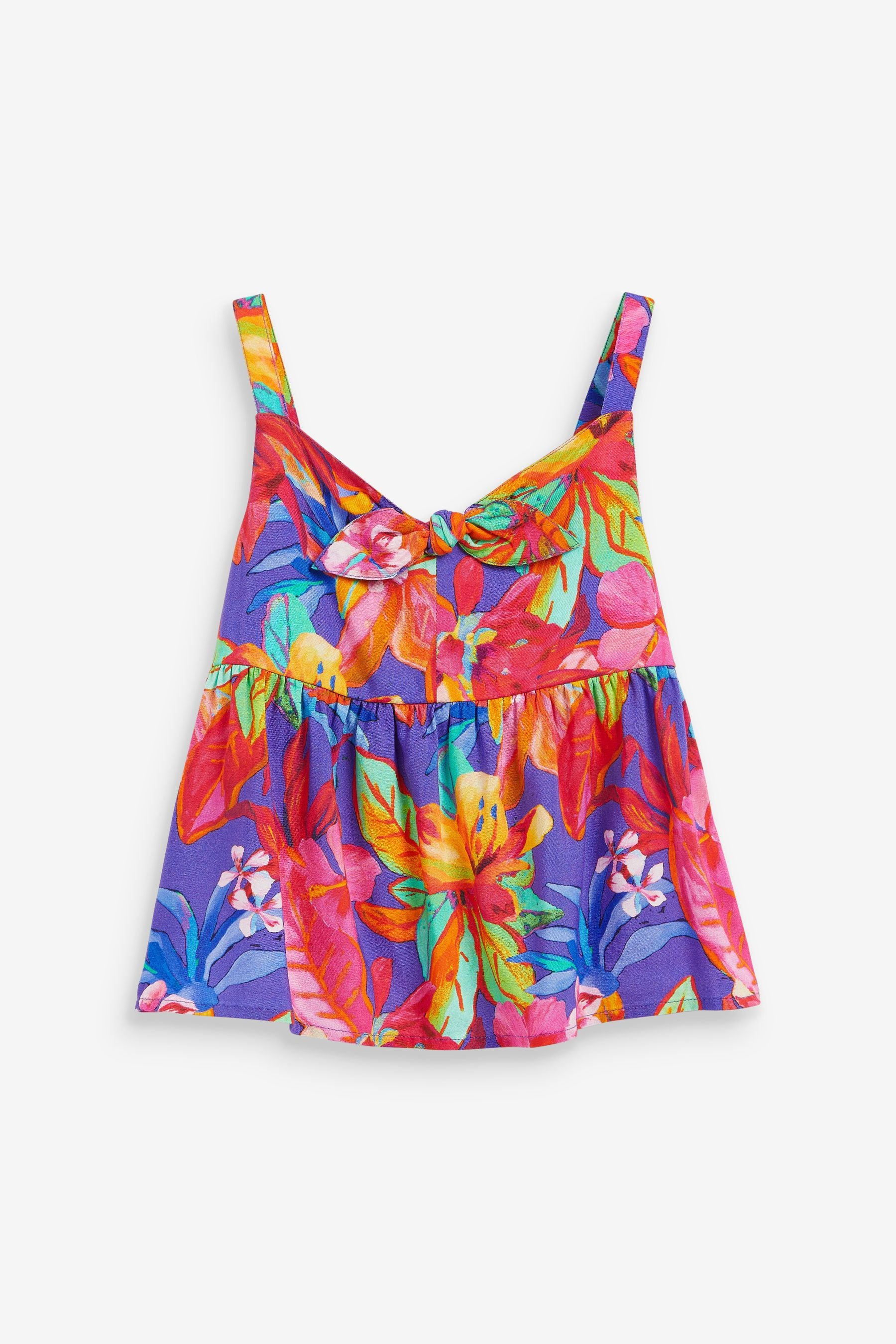 Purple Tropical Tie Front Blouse (3-16yrs)