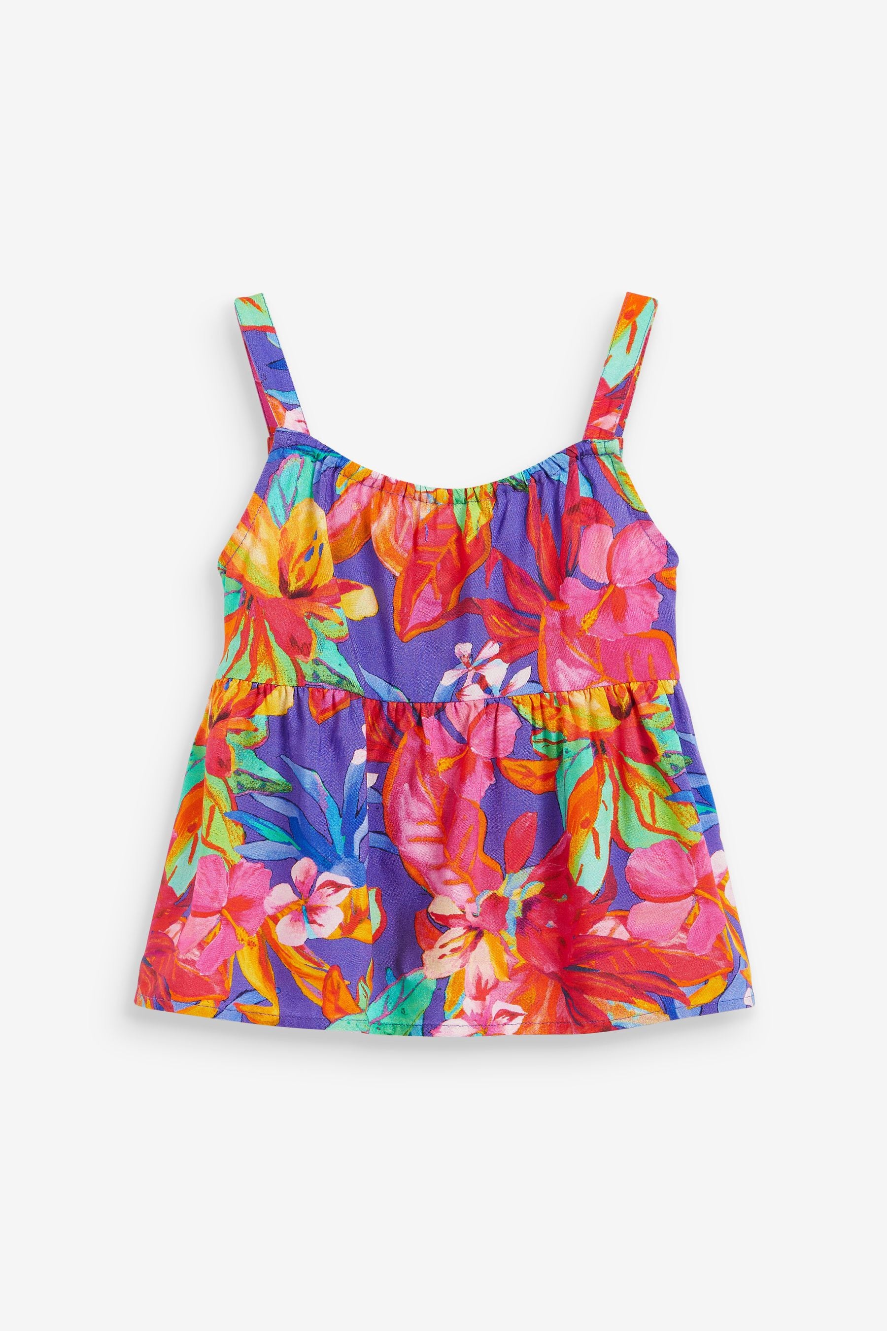 Purple Tropical Tie Front Blouse (3-16yrs)