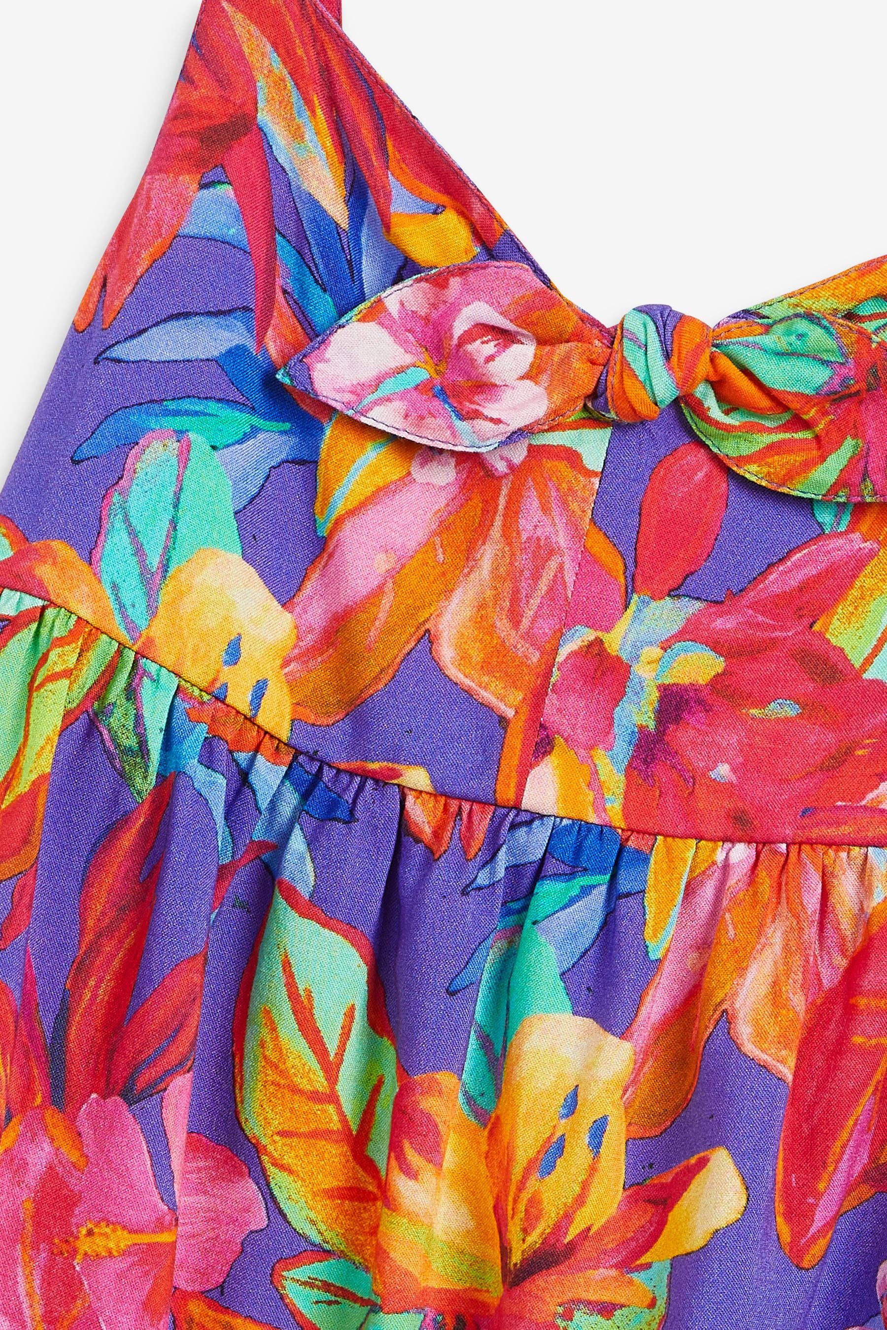 Purple Tropical Tie Front Blouse (3-16yrs)