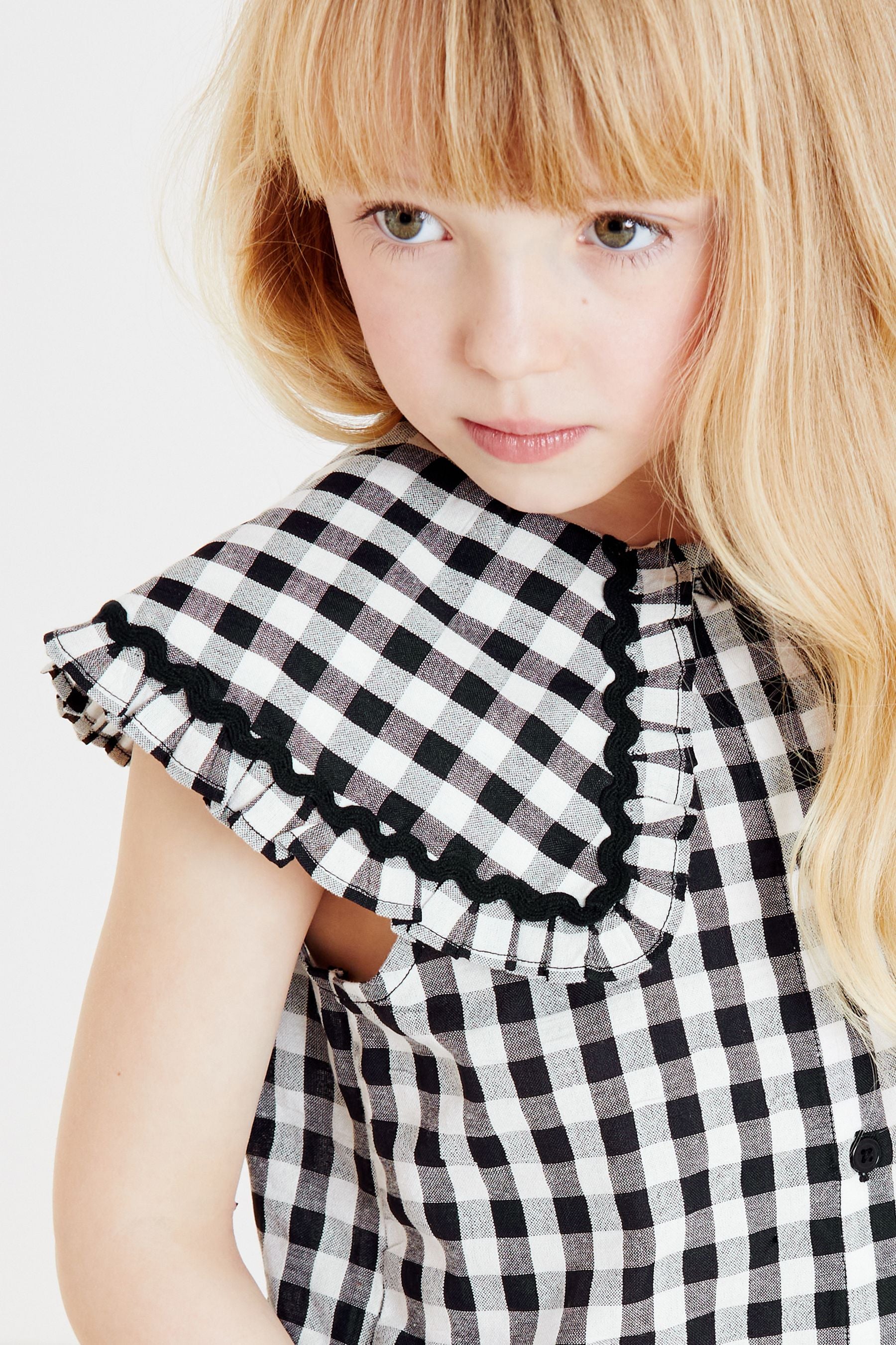 Black Gingham Big Collar Blouse (3-16yrs)