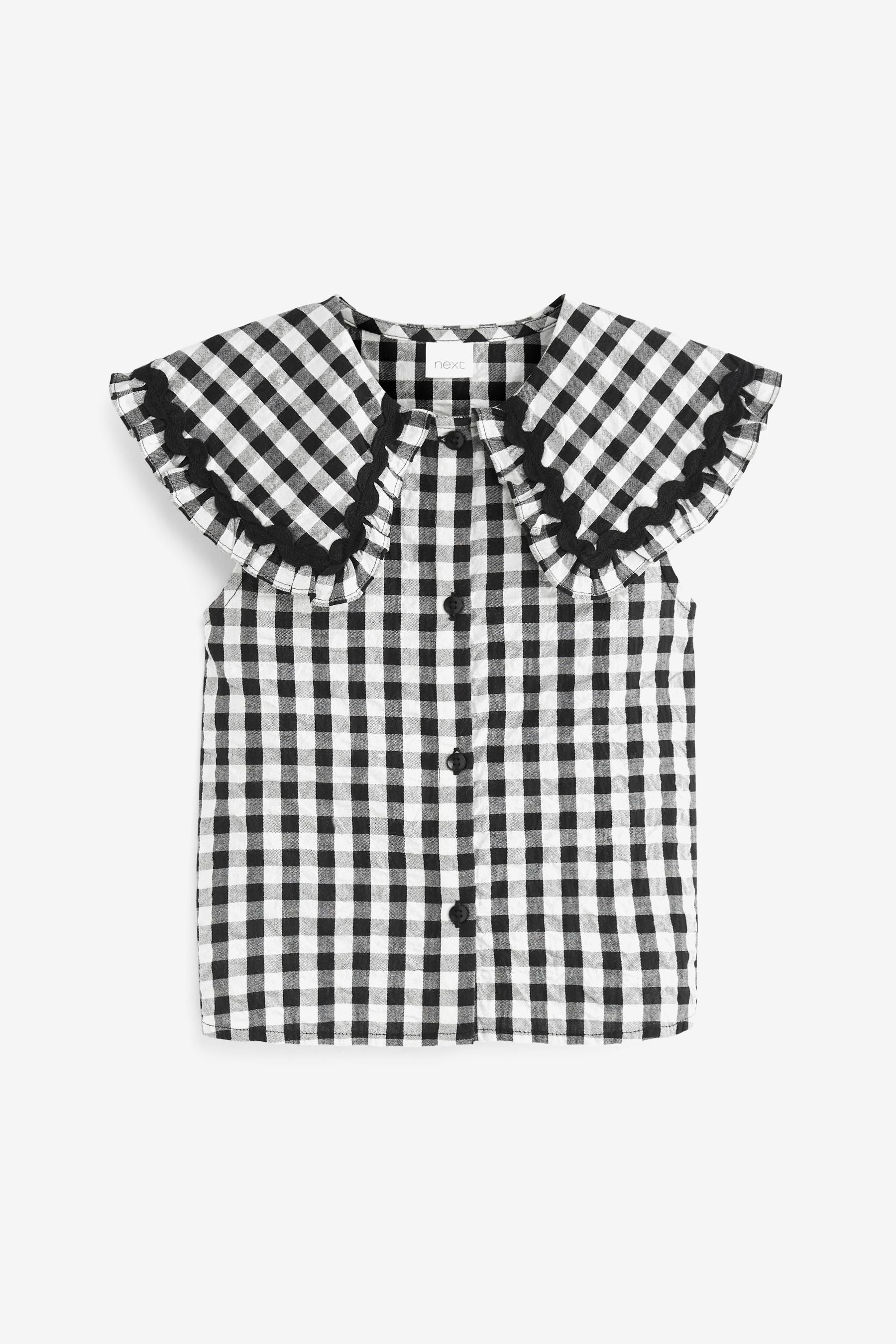 Black Gingham Big Collar Blouse (3-16yrs)