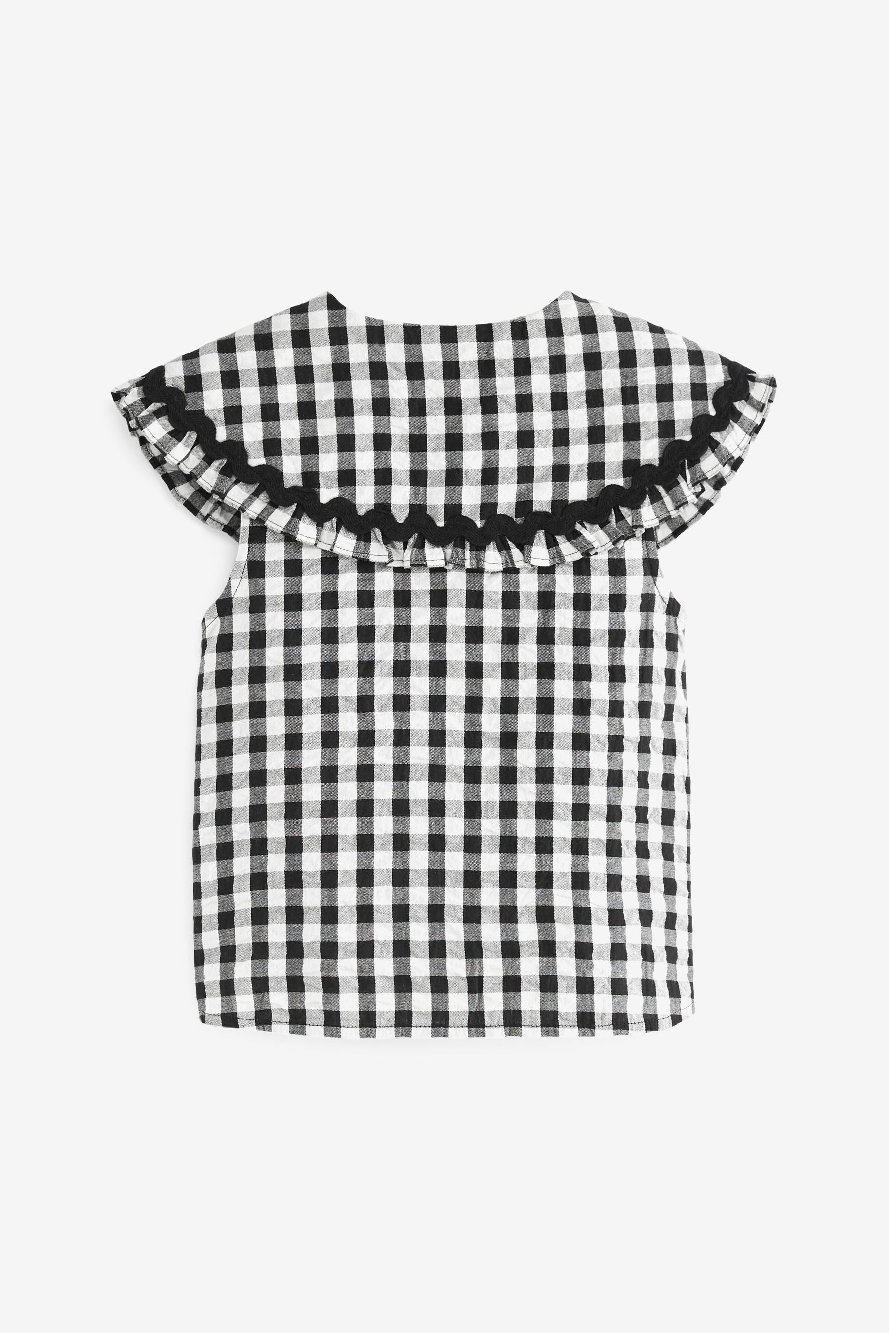 Black Gingham Big Collar Blouse (3-16yrs)