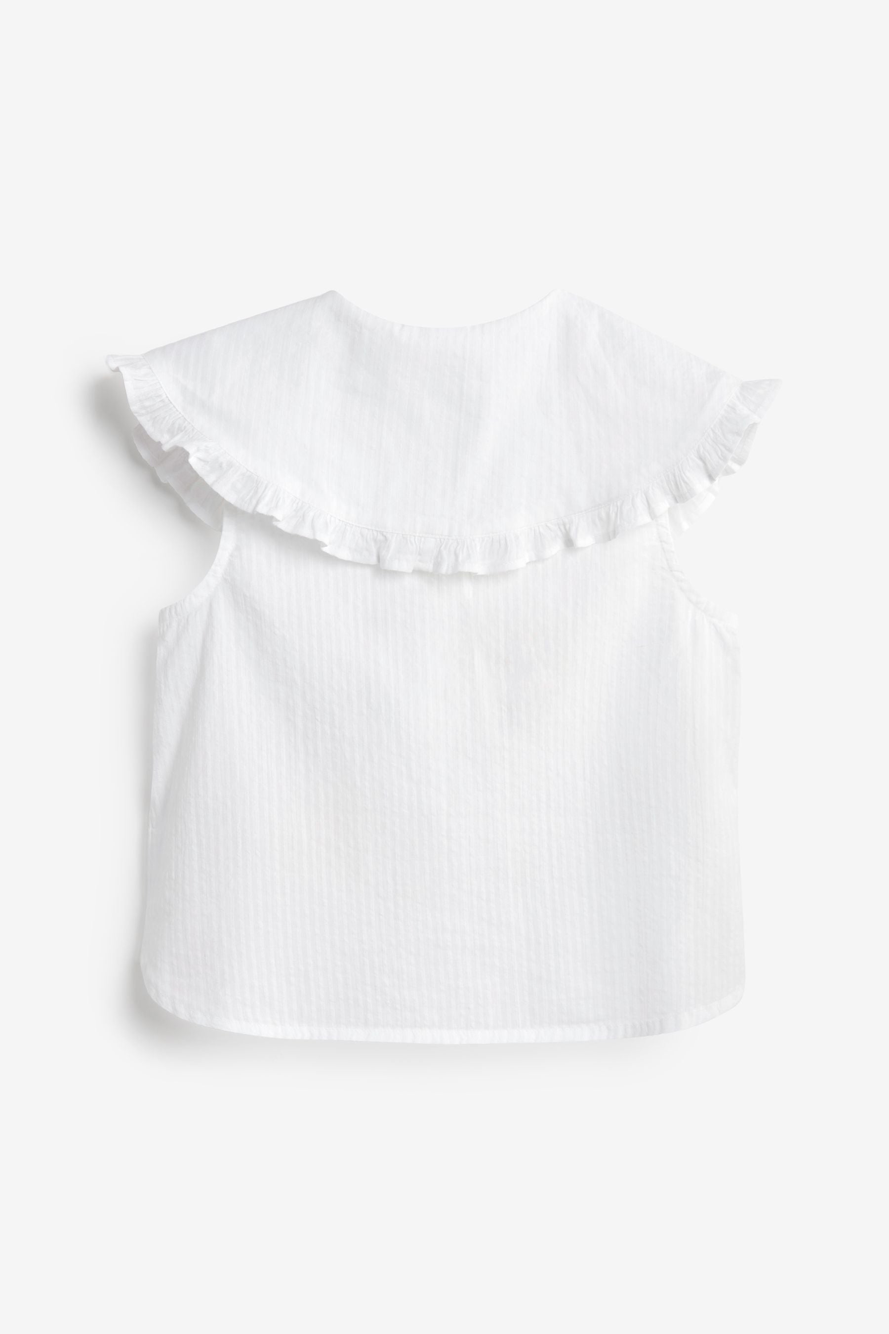 White Embroidered Big Collar Blouse (3-16yrs)