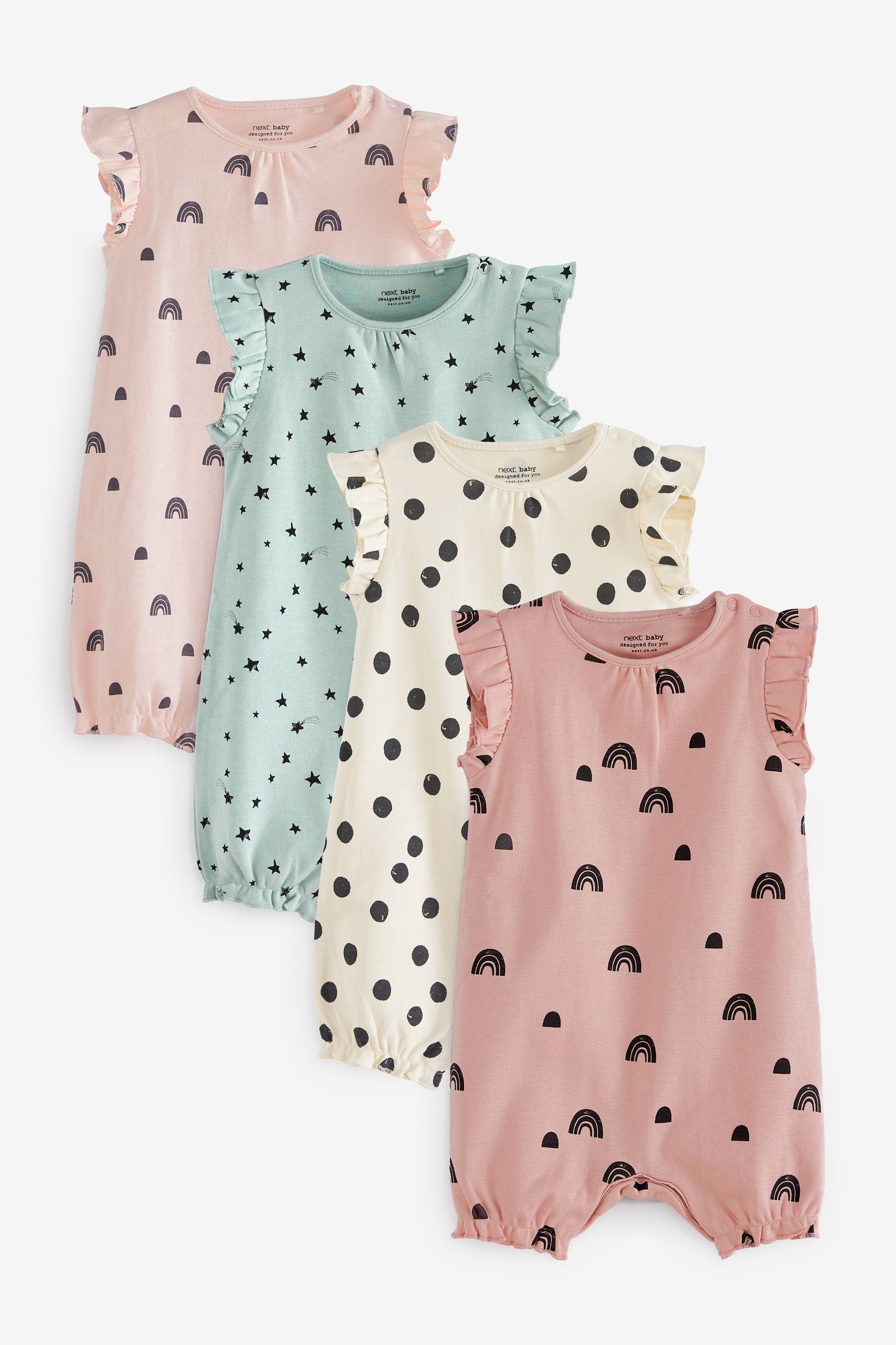 Pink MIni Print Baby 4 Pack Rompers (0mths-3yrs)