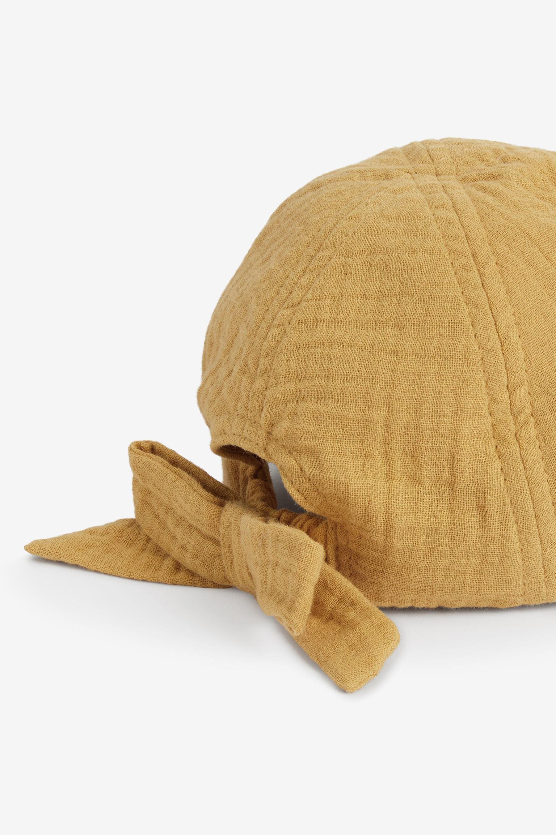 Ochre Yellow Bow Back Cap (3mths-6yrs)