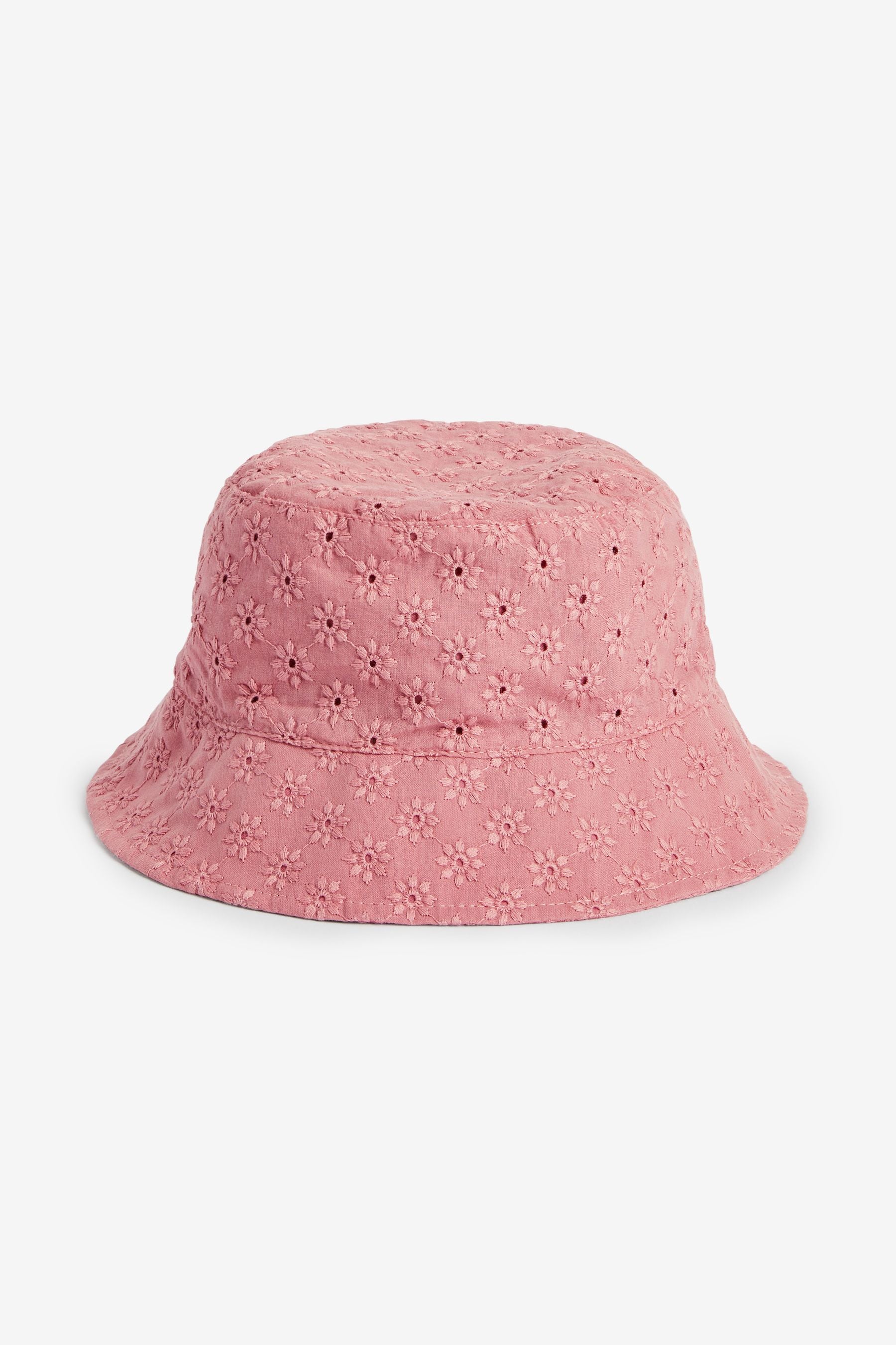 Pink/White 2 Pack Broderie Bucket Hats (3mths-6yrs)