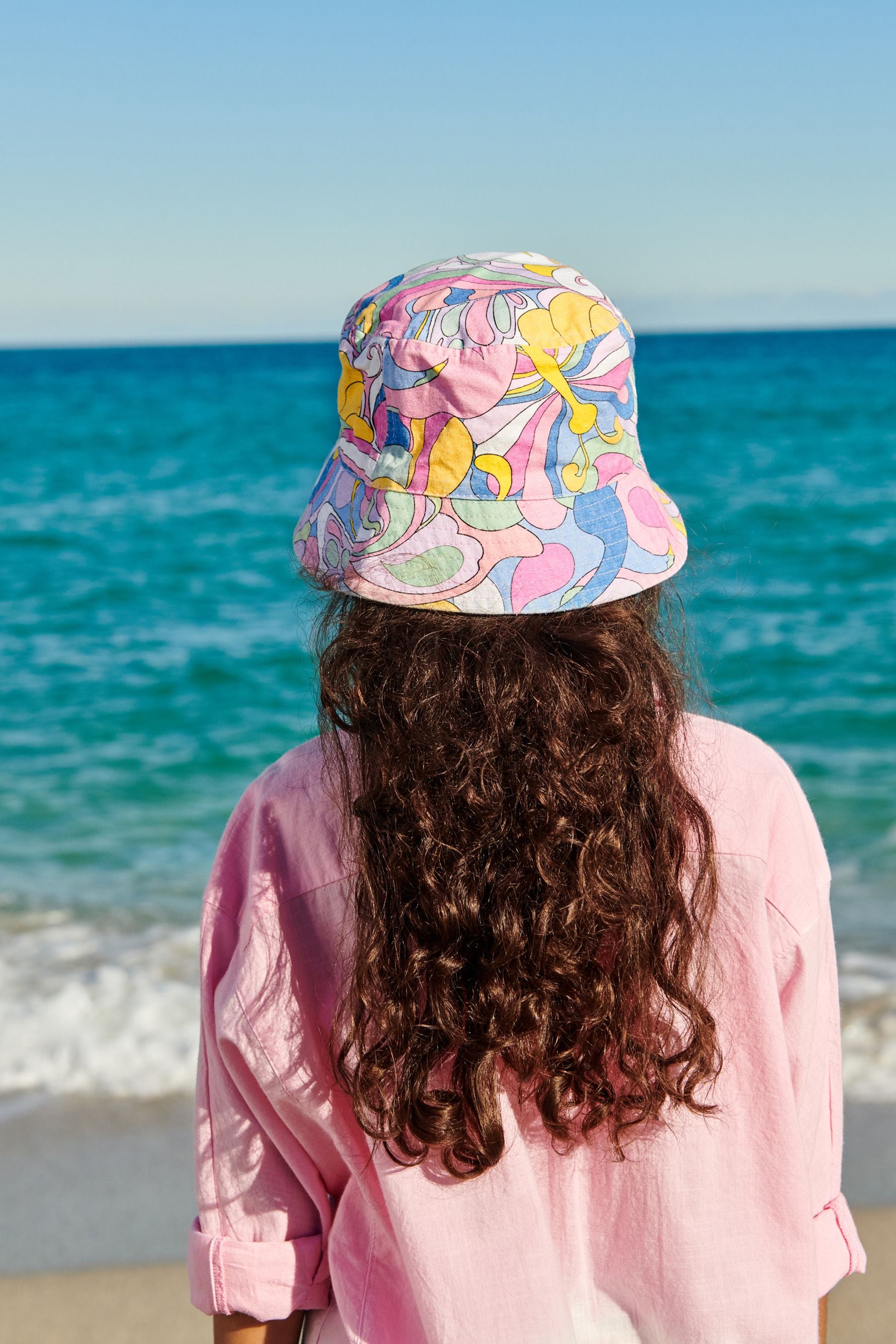 Blue/Pink Printed Bucket Hat (3-16yrs)