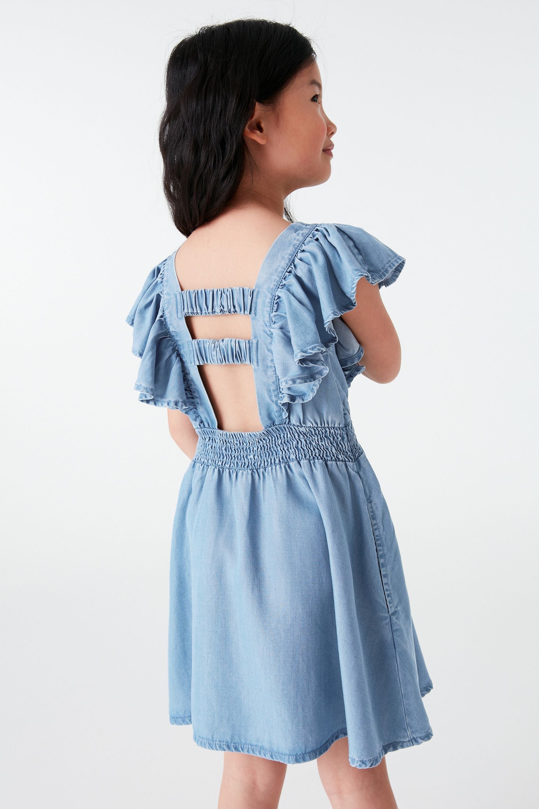 Blue Denim Frill Dress (3-16yrs)