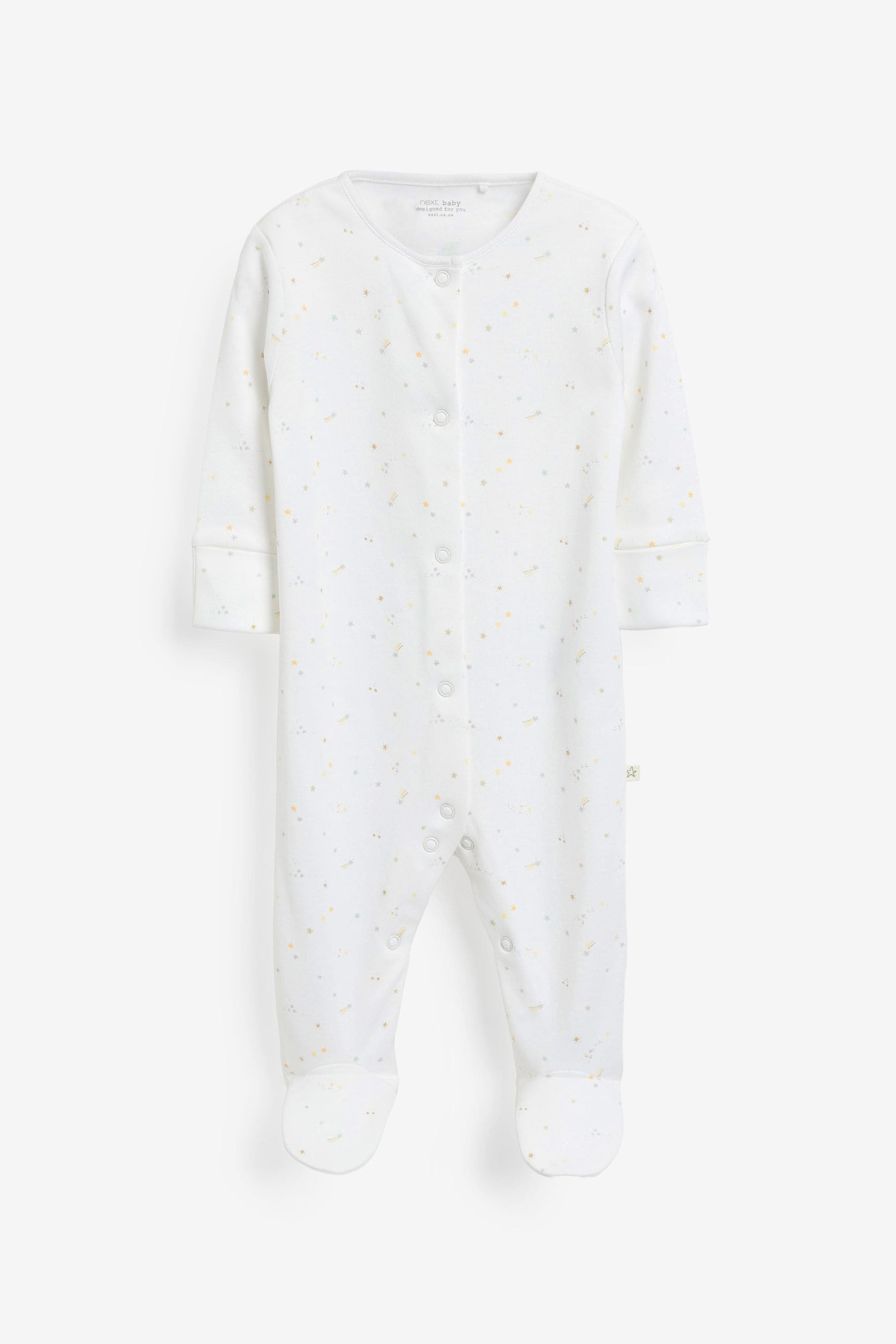 White Smart Safari Baby Sleepsuits 3 Pack (0-2yrs)